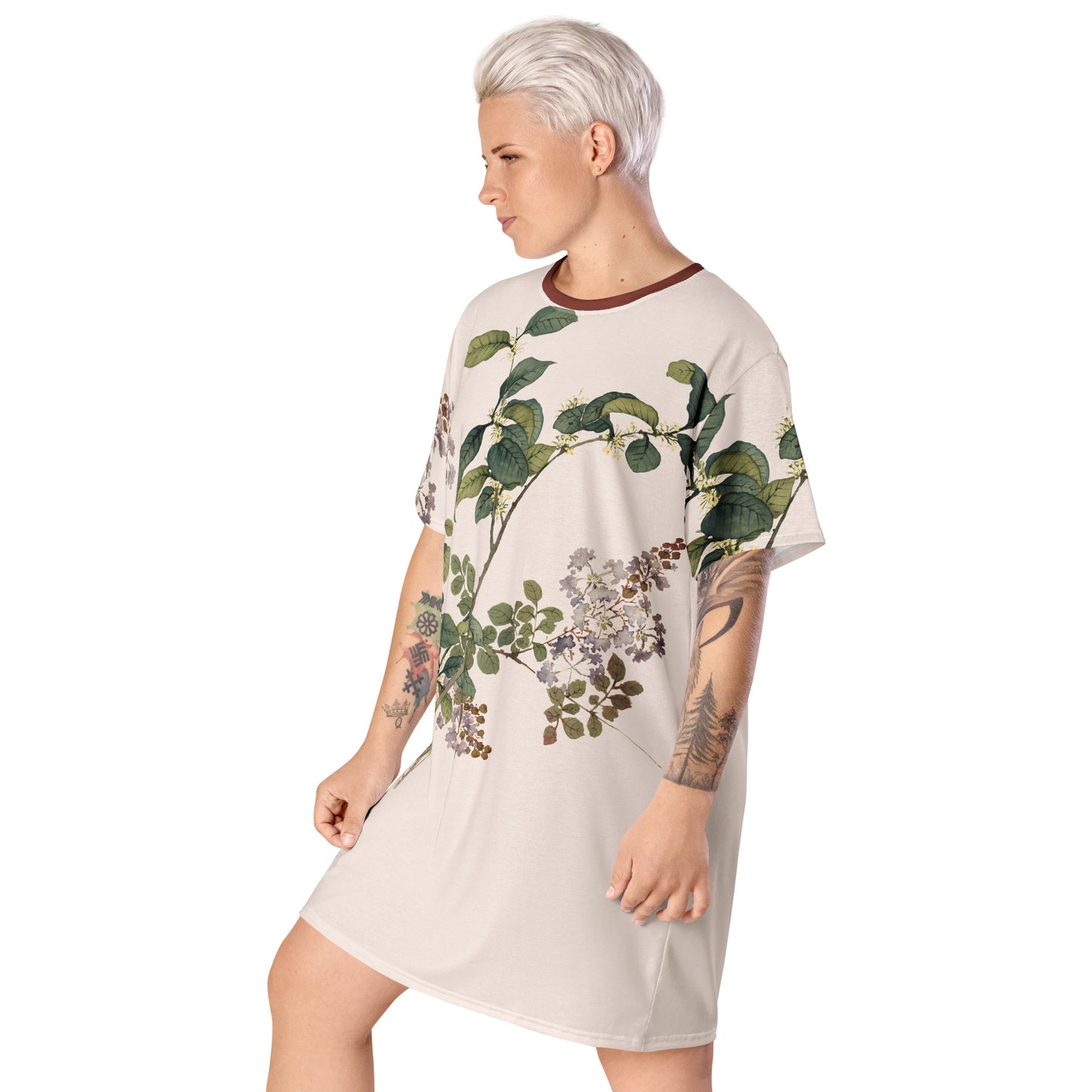 The Spirit of Flowers in Twelve Months｜Osmanthus and Crape Myrtle in Bloom｜T-shirt dress｜Fish belly white