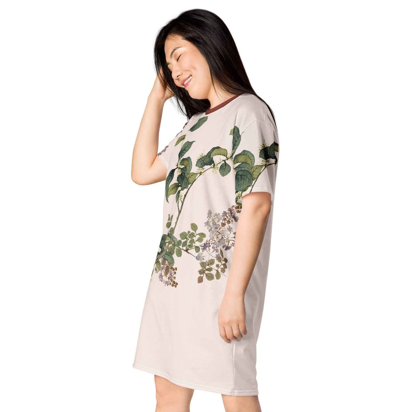 The Spirit of Flowers in Twelve Months｜Osmanthus and Crape Myrtle in Bloom｜T-shirt dress｜Fish belly white