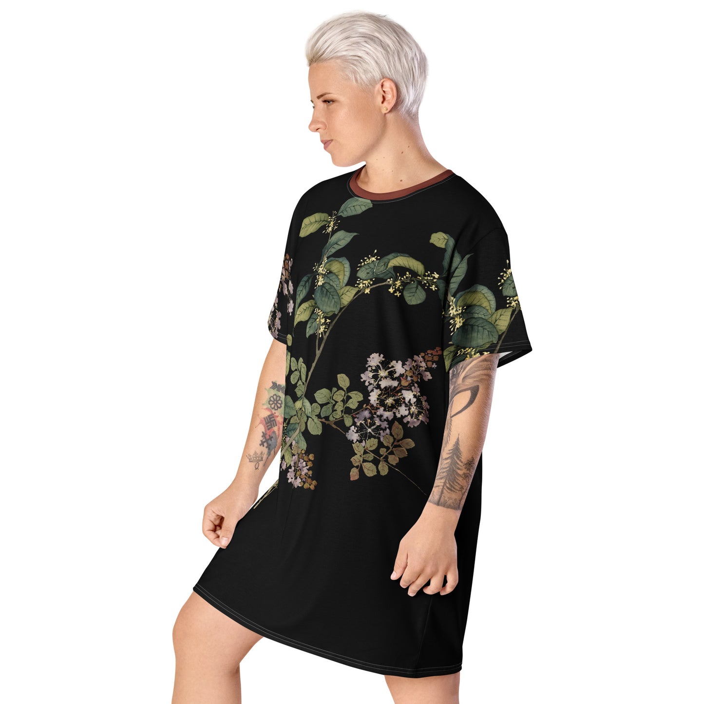 The Spirit of Flowers in Twelve Months｜Osmanthus and Crape Myrtle in Bloom｜T-shirt dress｜Black