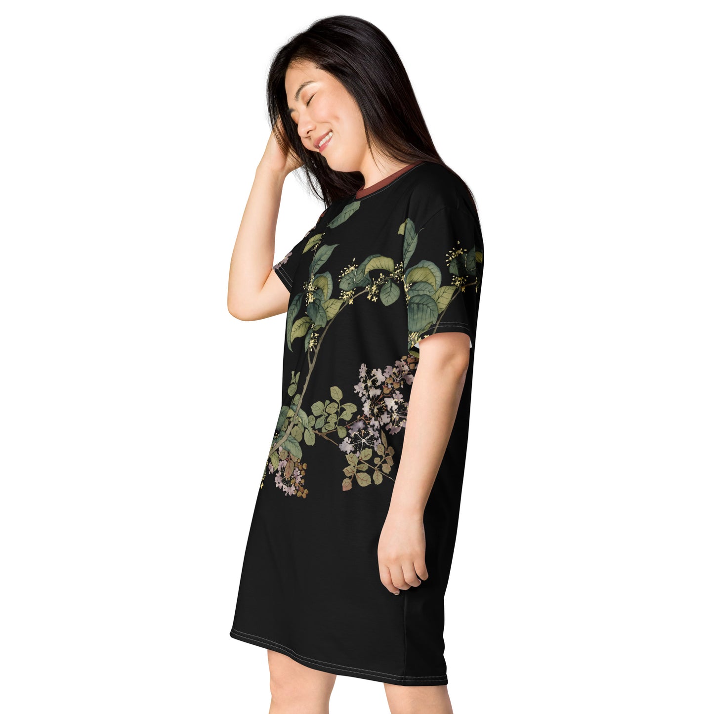 The Spirit of Flowers in Twelve Months｜Osmanthus and Crape Myrtle in Bloom｜T-shirt dress｜Black