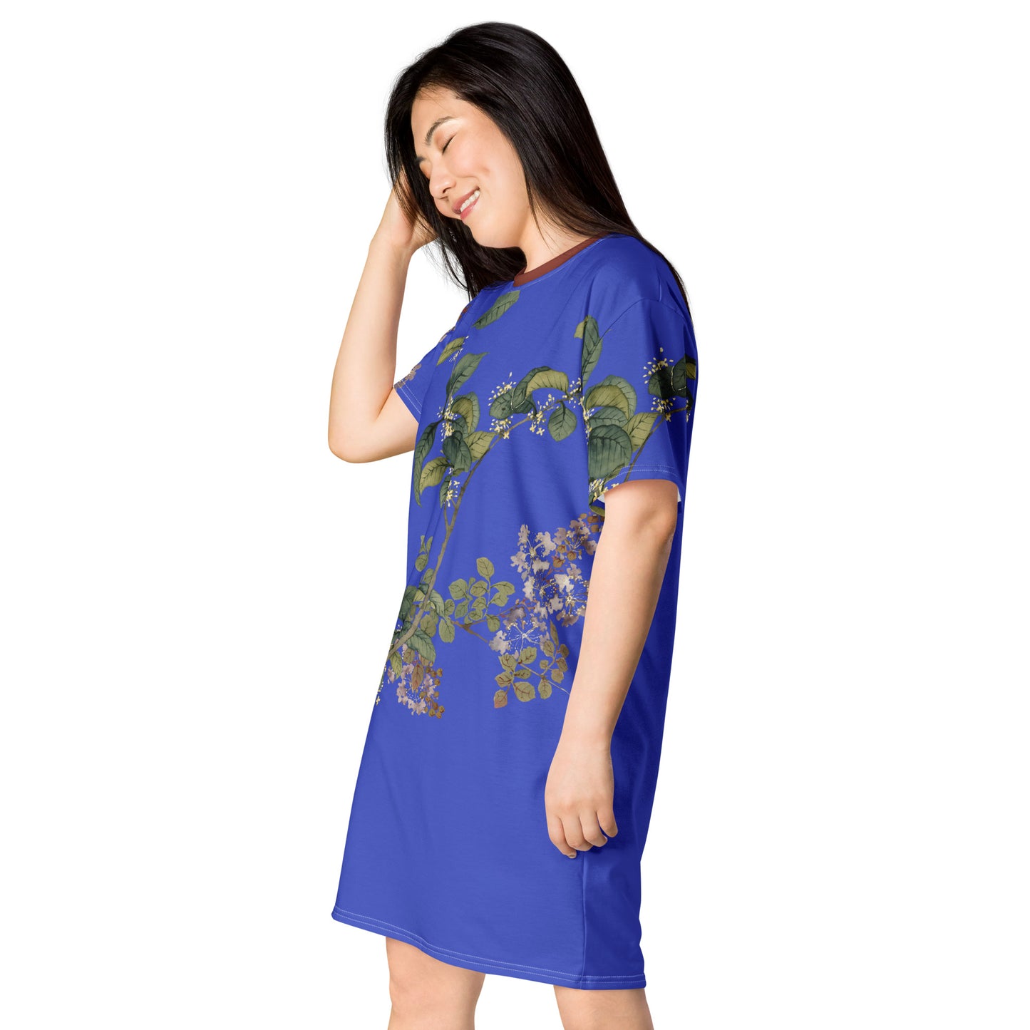 The Spirit of Flowers in Twelve Months｜Osmanthus and Crape Myrtle in Bloom｜T-shirt dress｜Royal blue