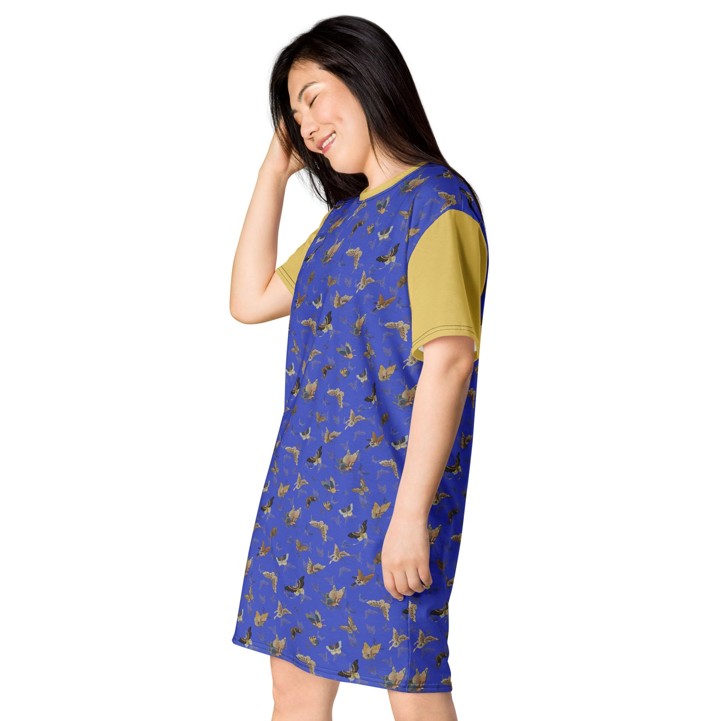 Butterfly dancing｜T-shirt dress｜Royal blue