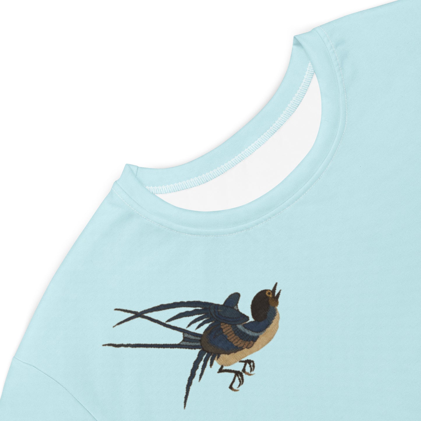 Kesi Flower Album｜Swallow in Flight, Harbinger of Spring｜T-shirt dress｜Aqua blue