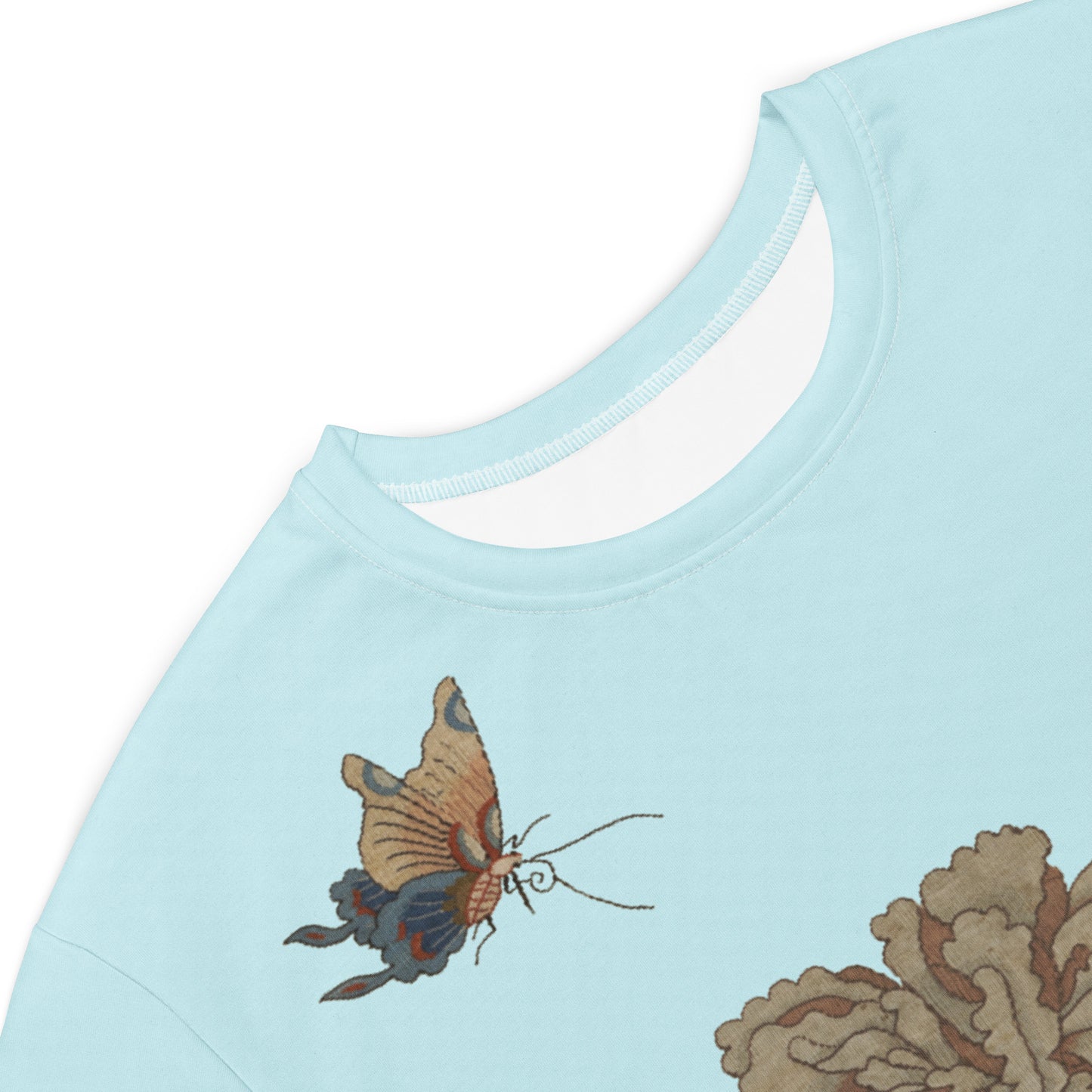 Kesi Flower Album｜Peonies and Butterfly｜T-shirt dress｜Aqua blue