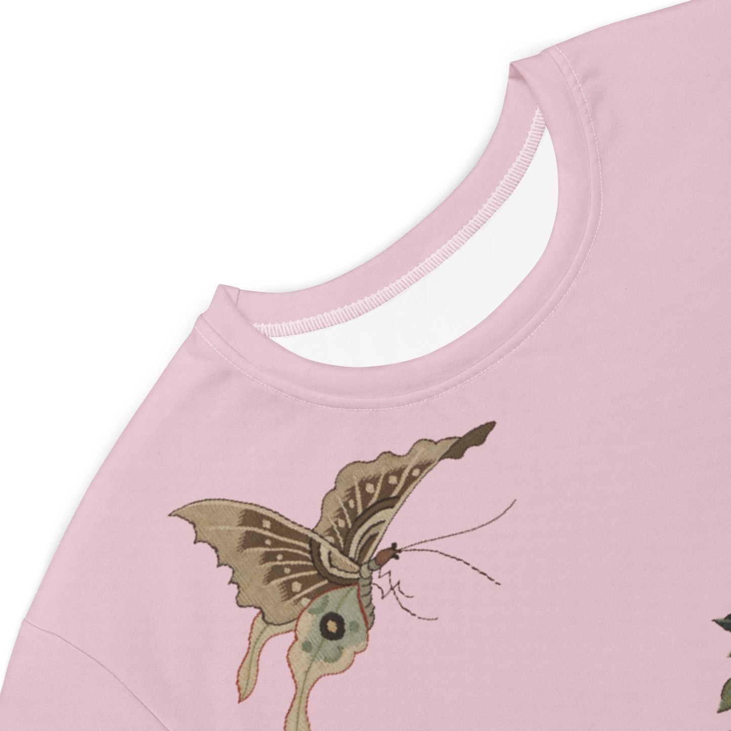 Kesi Flower Album｜White Plum Blossoms and Butterfly｜T-shirt dress｜Pale pinkish gray