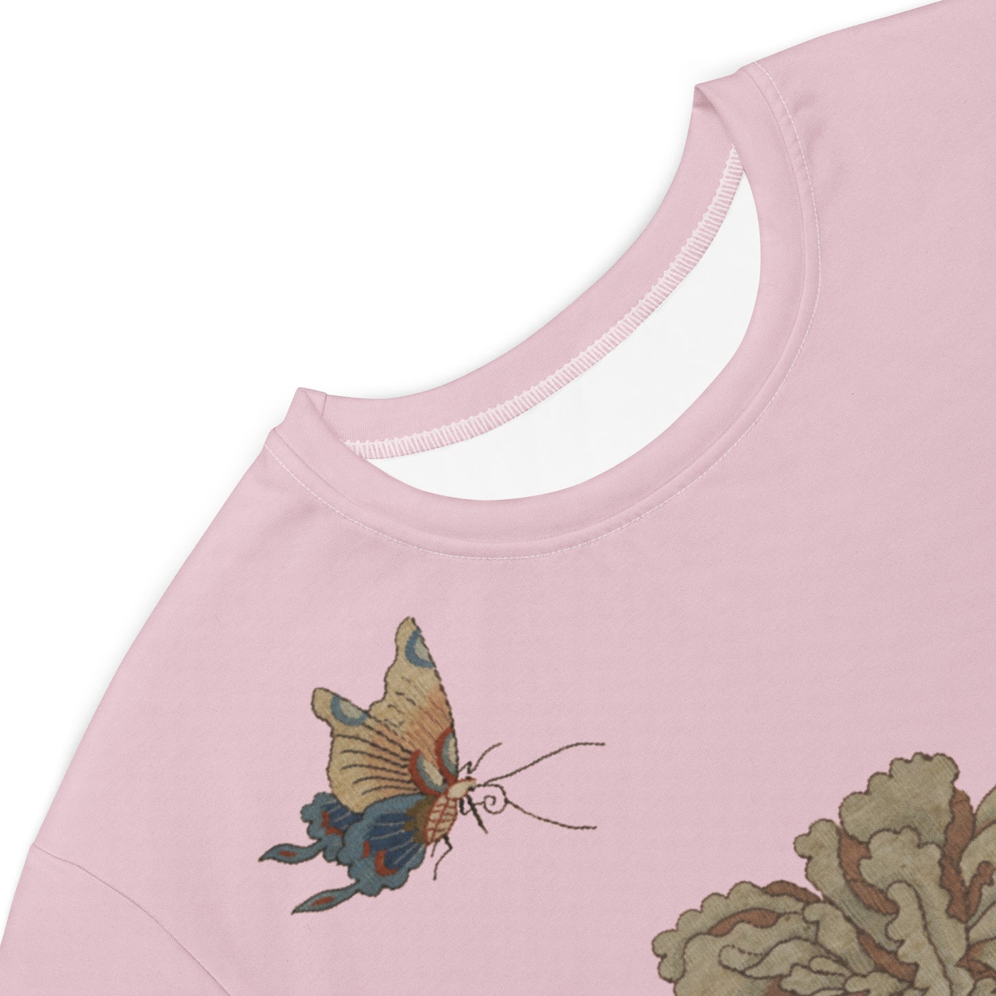 タペストリーの花｜Peonies and Butterfly｜Tシャツドレス｜Pale pinkish gray