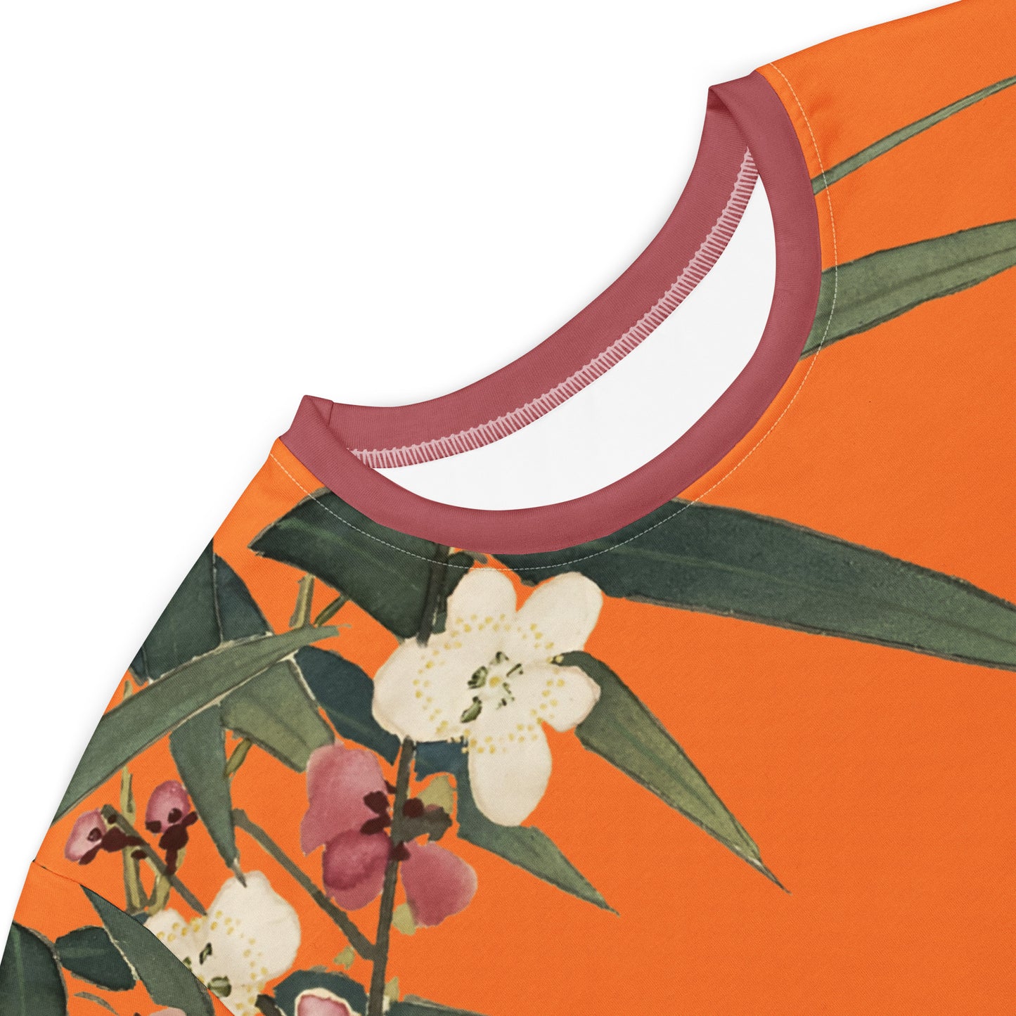 The Spirit of Flowers in Twelve Months｜Crimson Plum Blossom and Lush Green Bamboo｜T-shirt dress｜Orange