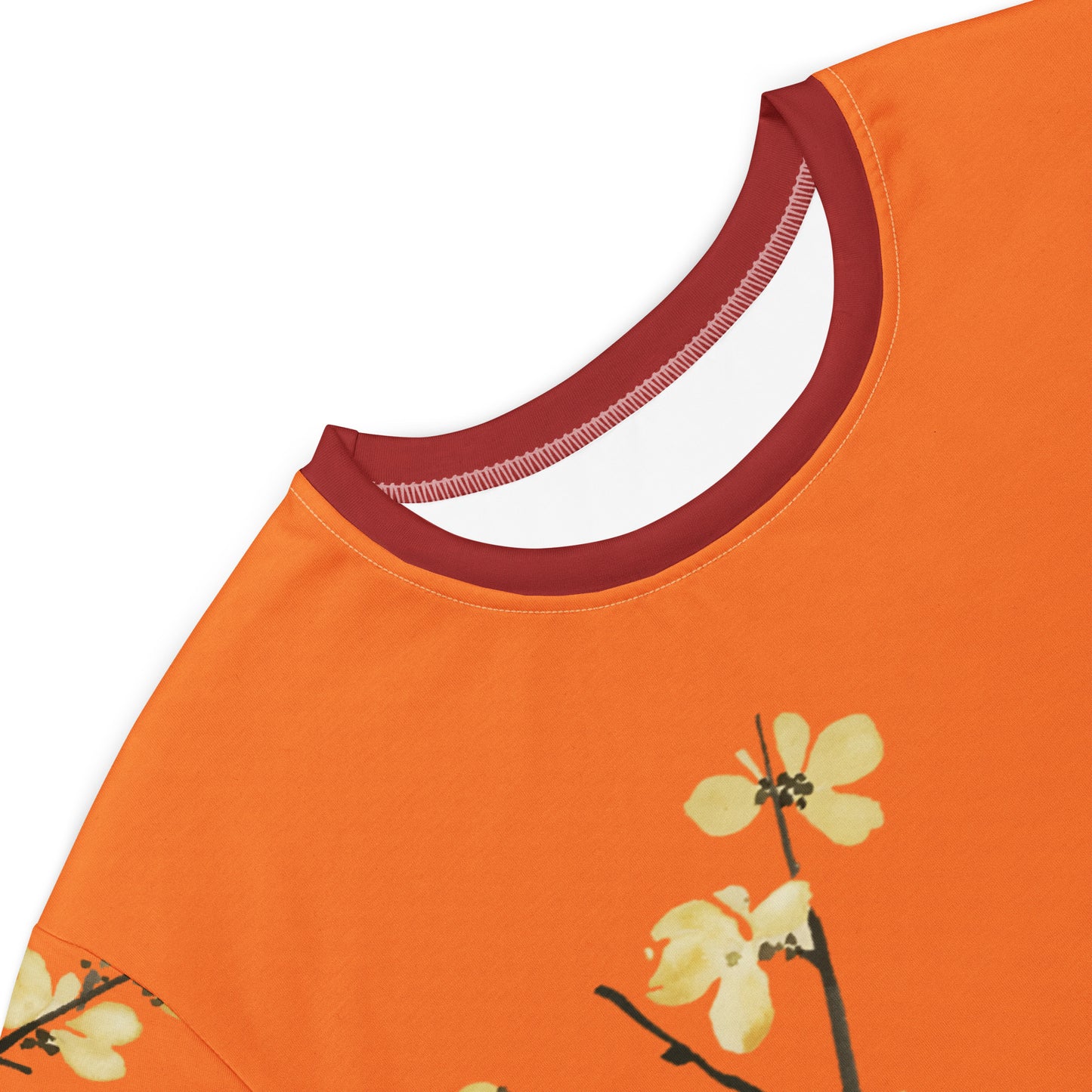 The Spirit of Flowers in Twelve Months｜Blooming Wintersweet and Heavenly Bamboo｜T-shirt dress｜Orange