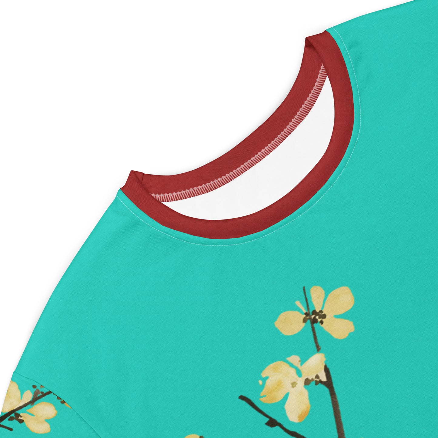 The Spirit of Flowers in Twelve Months｜Blooming Wintersweet and Heavenly Bamboo｜T-shirt dress｜Turquoise