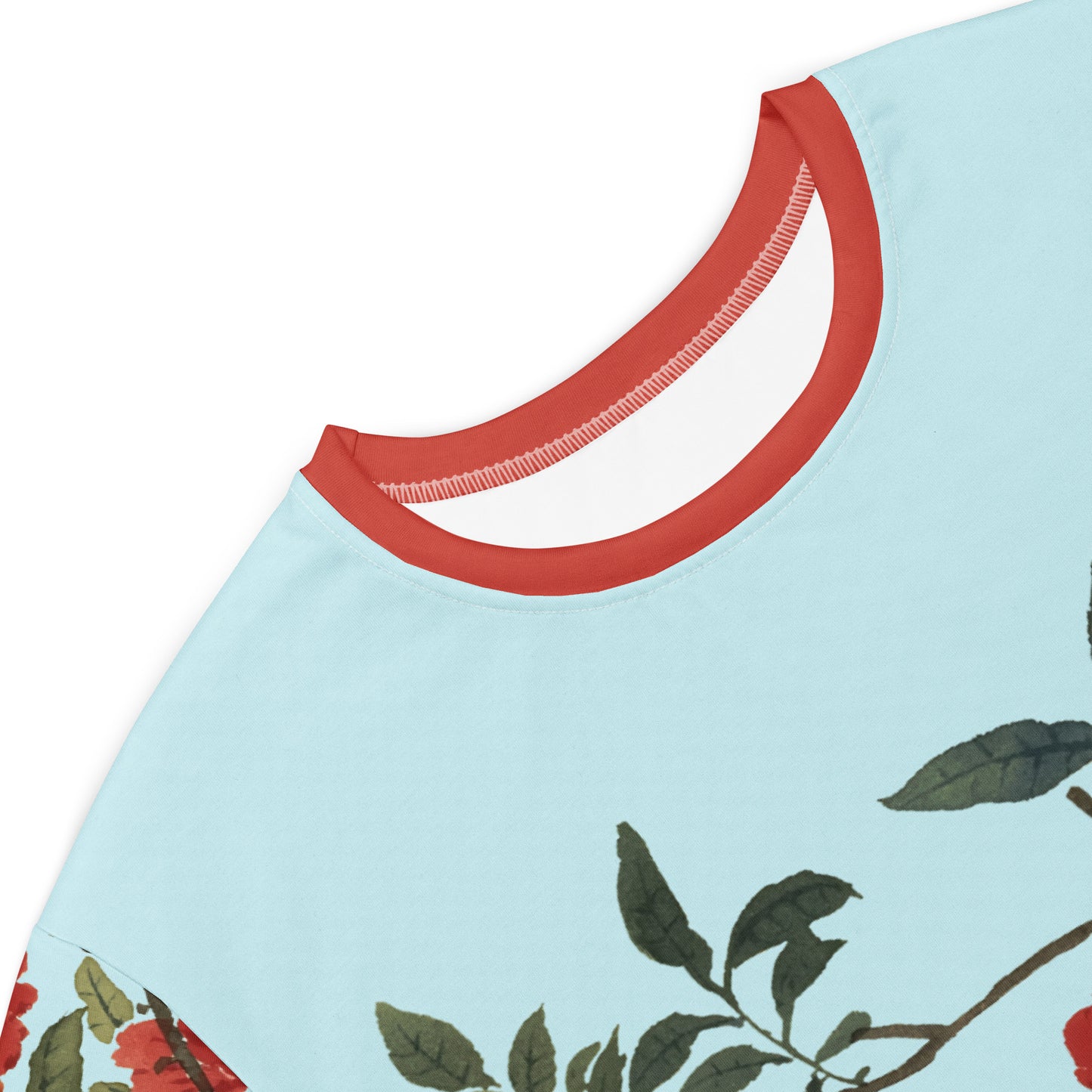 The Spirit of Flowers in Twelve Months｜Hollyhock and Pomegranate in Bloom｜T-shirt dress｜Aqua blue