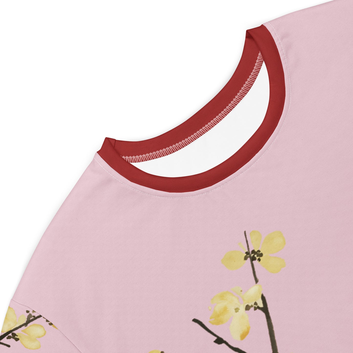 The Spirit of Flowers in Twelve Months｜Blooming Wintersweet and Heavenly Bamboo｜T-shirt dress｜Pale pinkish gray