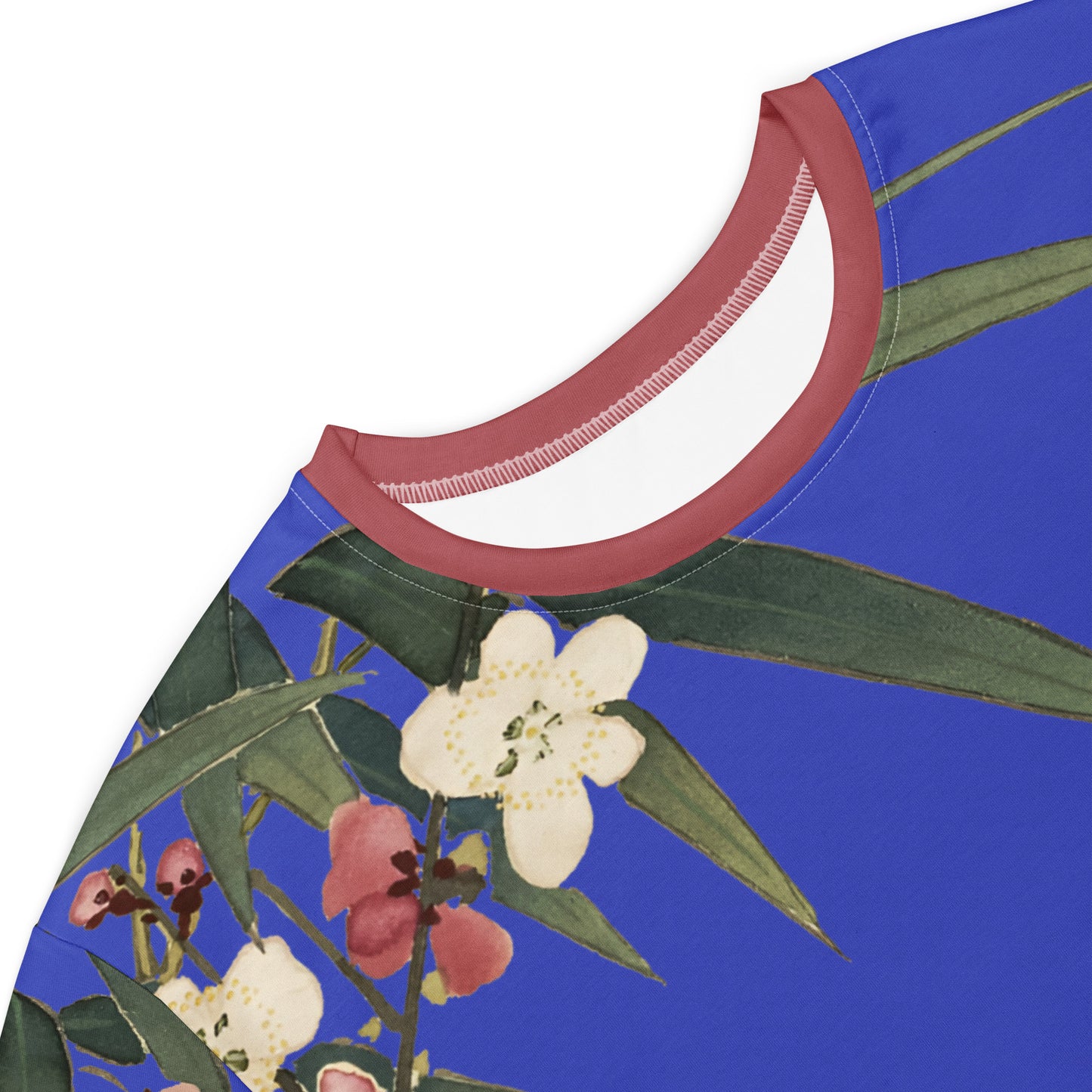 The Spirit of Flowers in Twelve Months｜Crimson Plum Blossom and Lush Green Bamboo｜T-shirt dress｜Royal blue