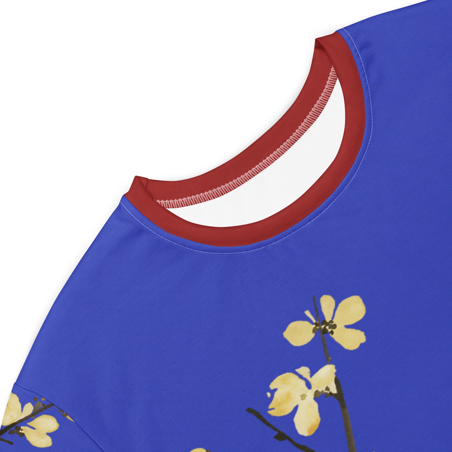 The Spirit of Flowers in Twelve Months｜Blooming Wintersweet and Heavenly Bamboo｜T-shirt dress｜Royal blue