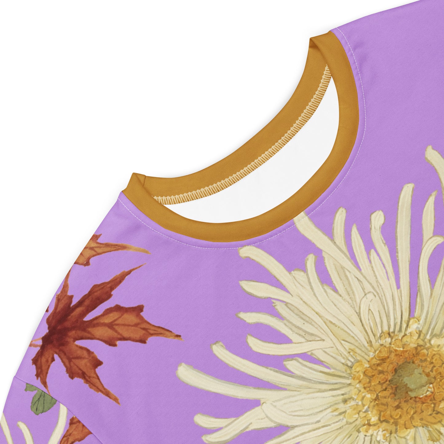 The Spirit of Flowers in Twelve Months｜Blooming Chrysanthemum and Maple Leaves｜T-shirt dress｜Lilac