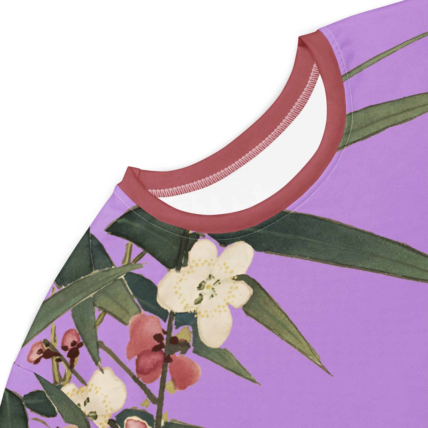 The Spirit of Flowers in Twelve Months｜Crimson Plum Blossom and Lush Green Bamboo｜T-shirt dress｜Lilac