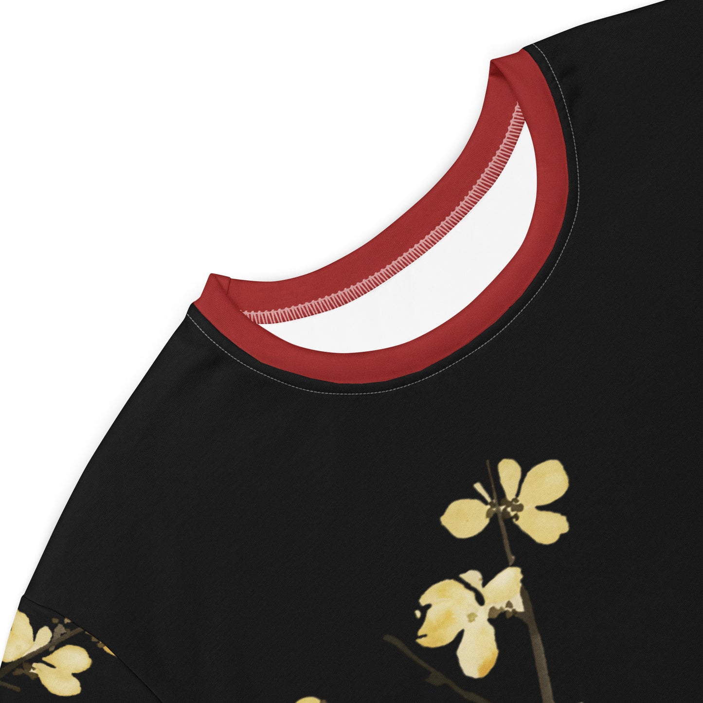 The Spirit of Flowers in Twelve Months｜Blooming Wintersweet and Heavenly Bamboo｜T-shirt dress｜Black