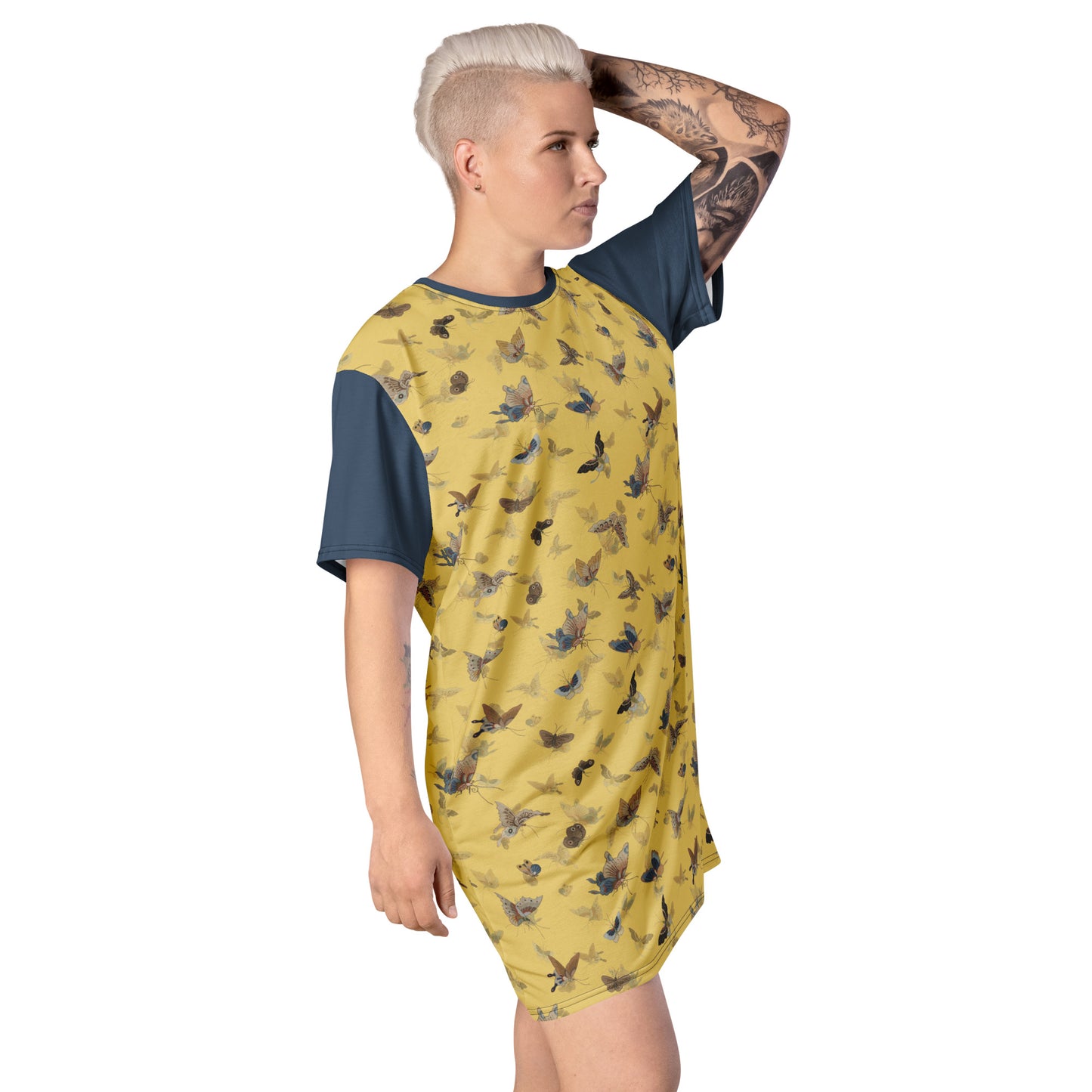 Butterfly dancing｜T-shirt dress｜Gold