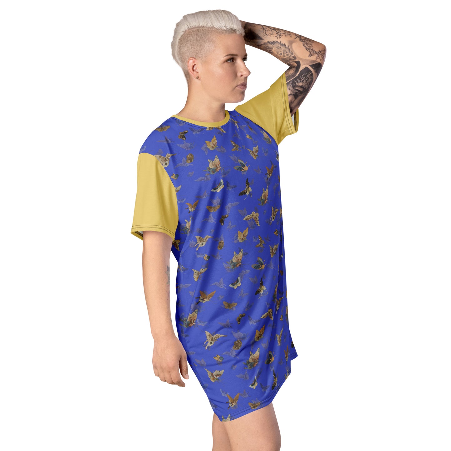 Butterfly dancing｜T-shirt dress｜Royal blue