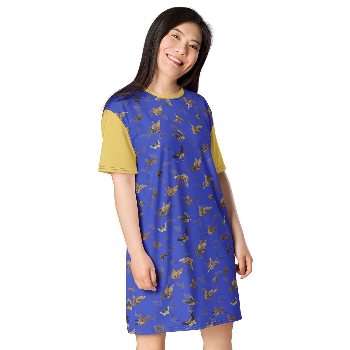 Butterfly dancing｜T-shirt dress｜Royal blue