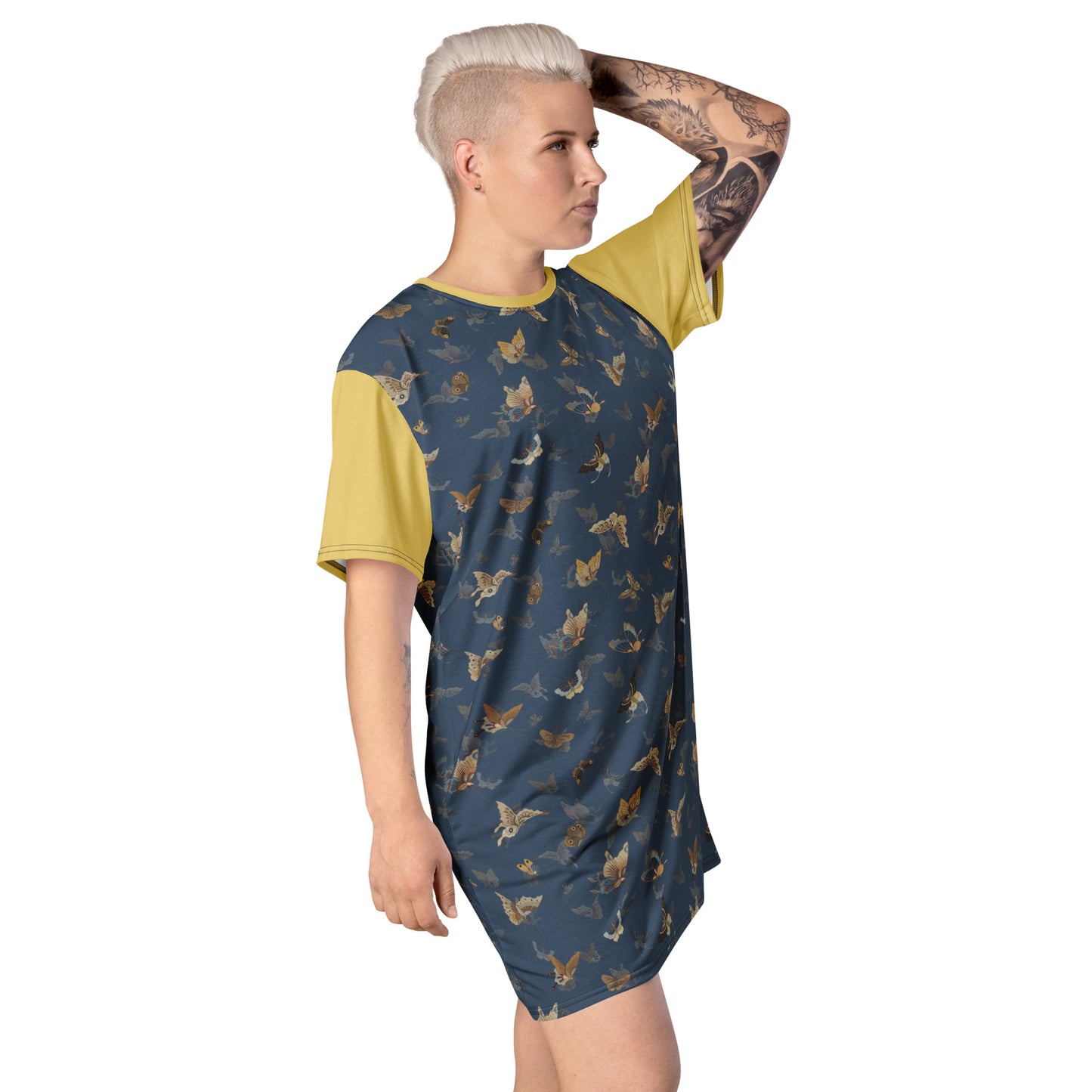 Butterfly dancing｜T-shirt dress｜Dark blue