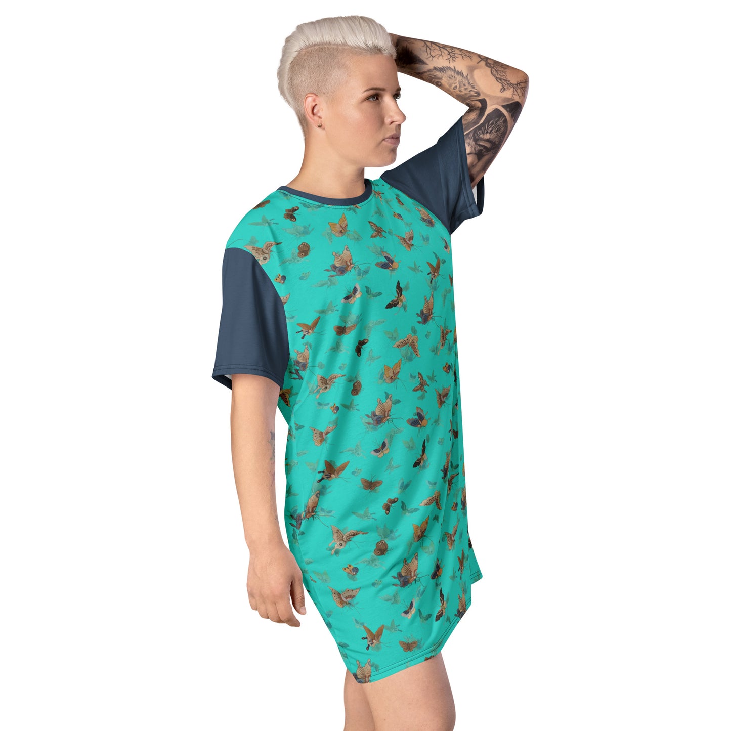 Butterfly dancing｜T-shirt dress｜Turquoise