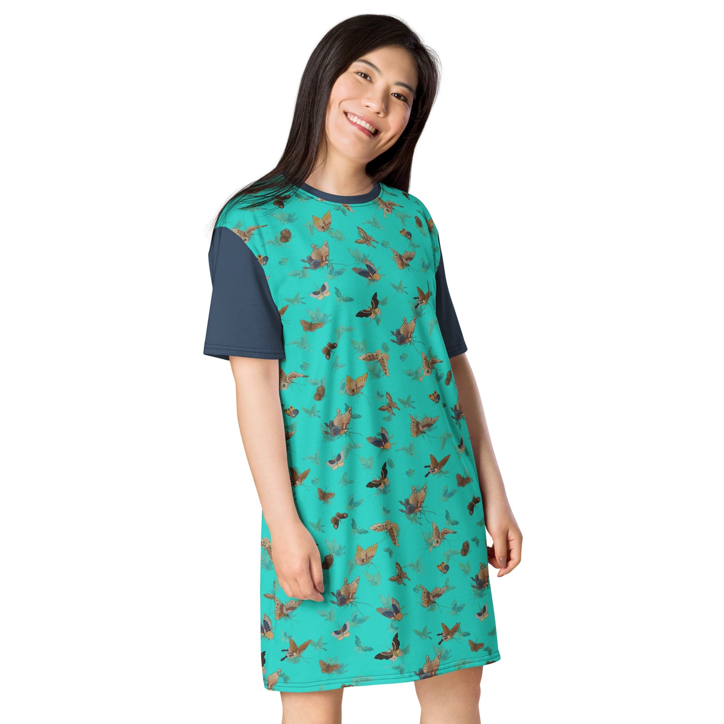 Butterfly dancing｜T-shirt dress｜Turquoise