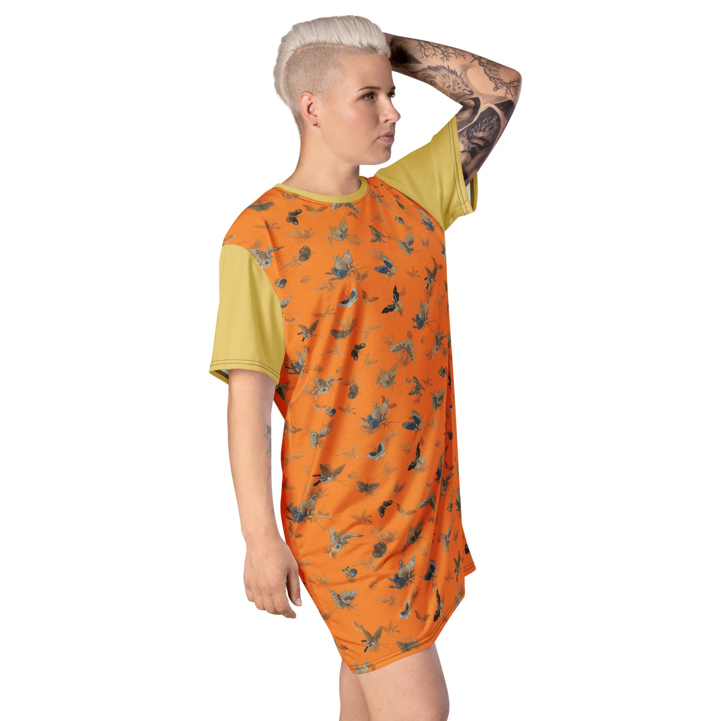 Butterfly dancing｜T-shirt dress｜Orange