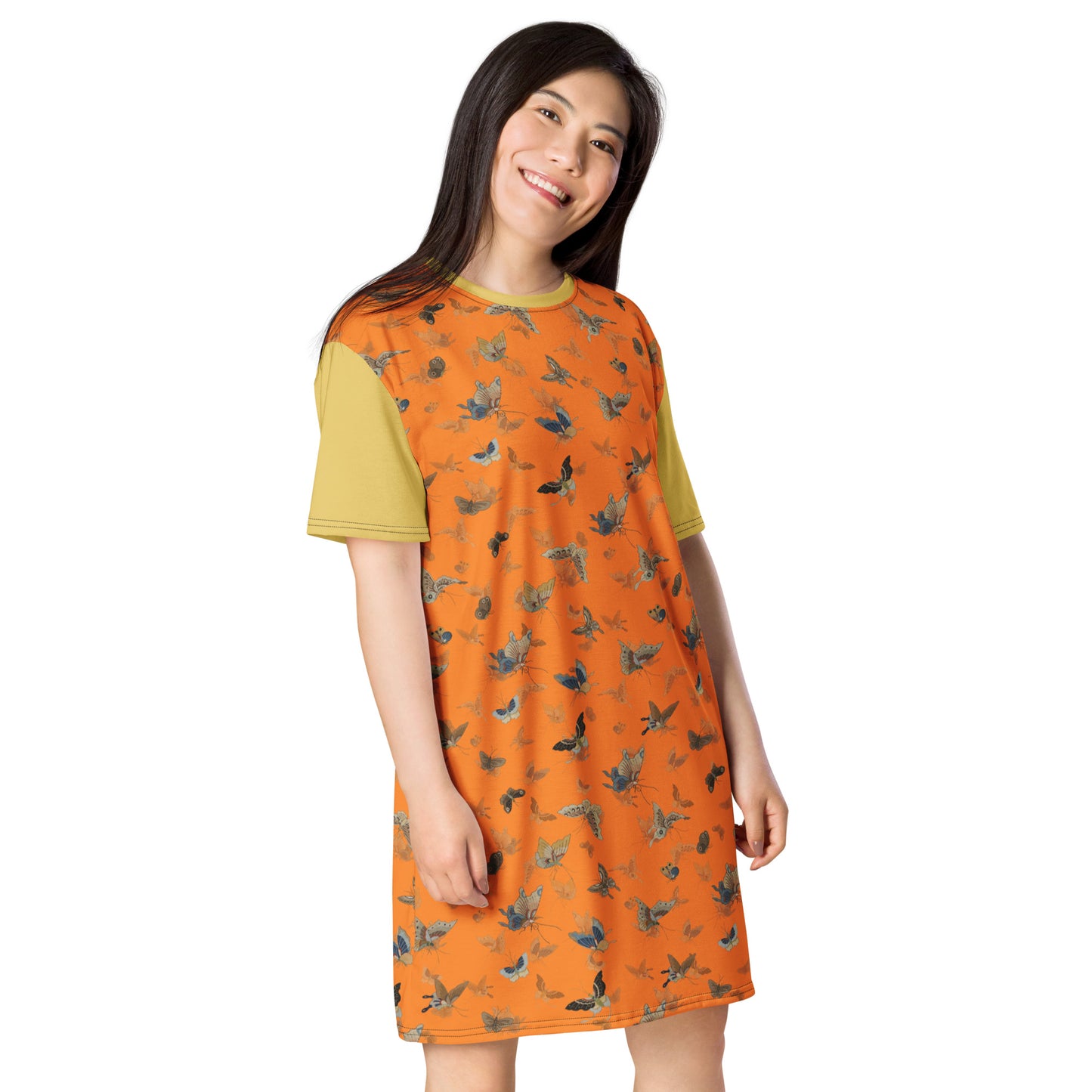 Butterfly dancing｜T-shirt dress｜Orange