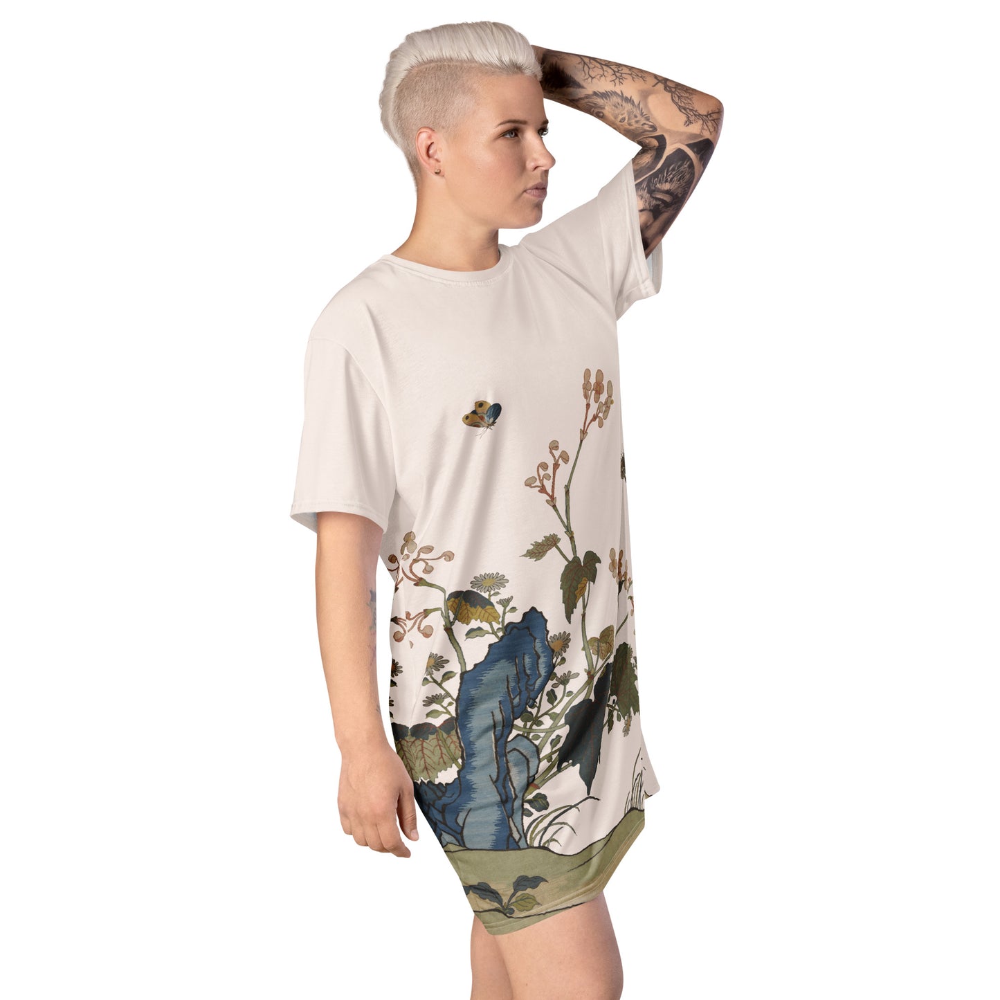 Kesi Flower Album｜Begonia Blossoms｜T-shirt dress｜Fish belly white