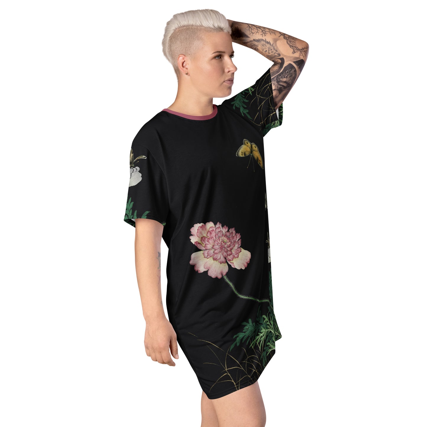 Cats And Butterflies Of Longevity｜Butterflies amidst the Blooming Poppies｜T-shirt dress