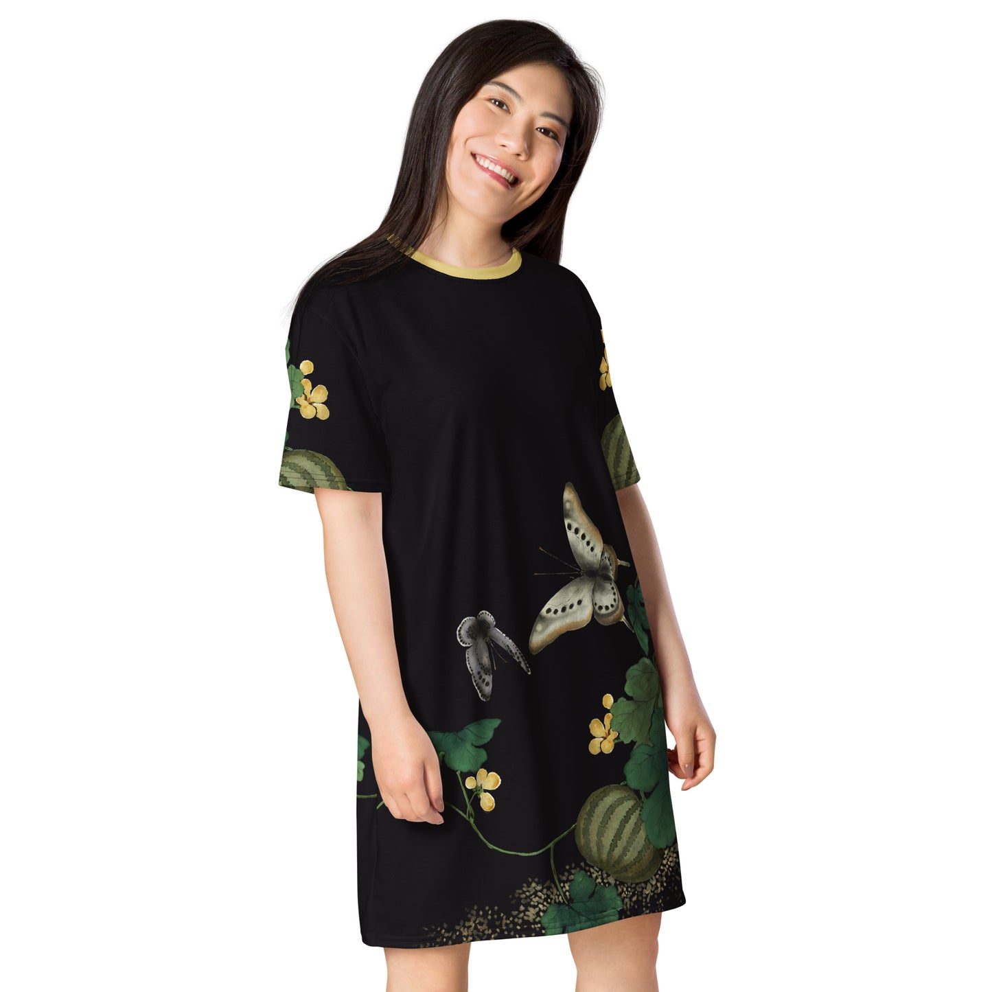 Cats And Butterflies Of Longevity｜Butterfly and Moth｜T-shirt dress