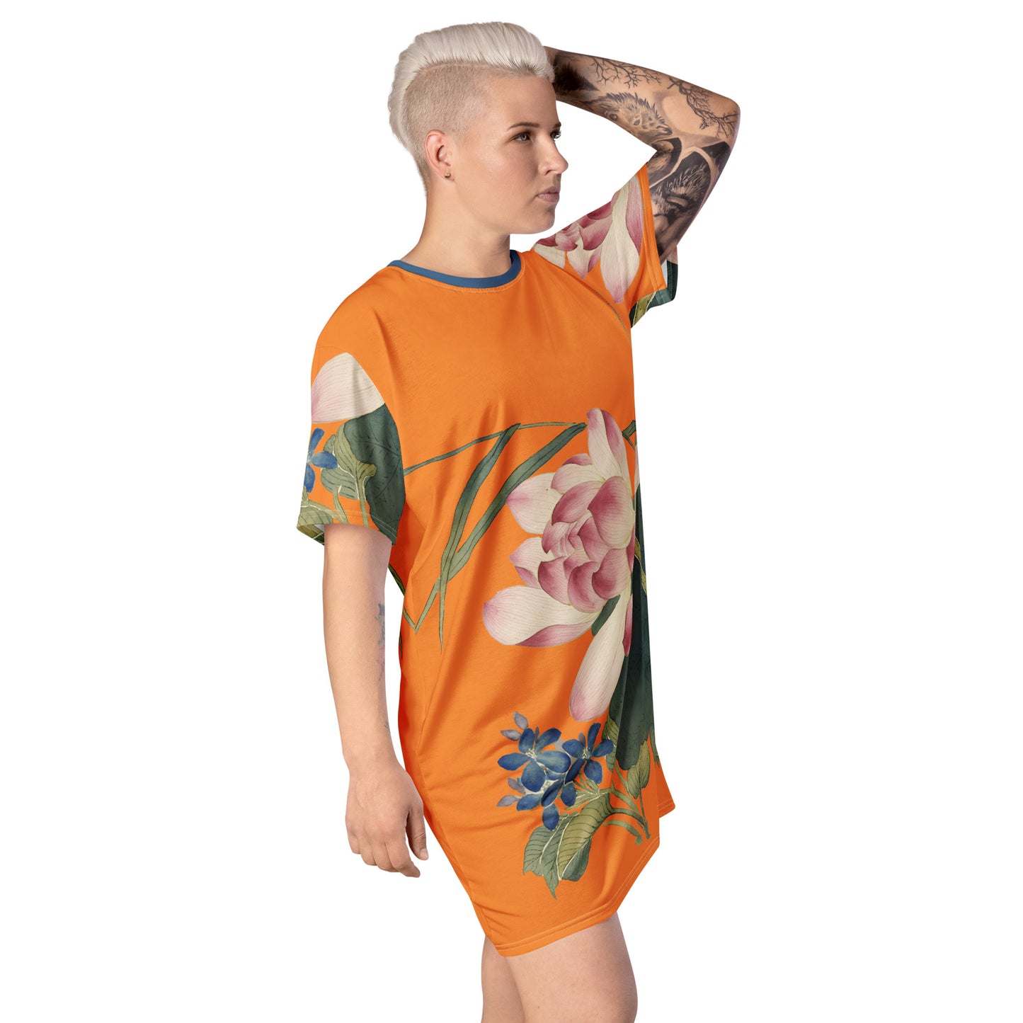 The Spirit of Flowers in Twelve Months｜Lotus in Bloom｜T-shirt dress｜Orange