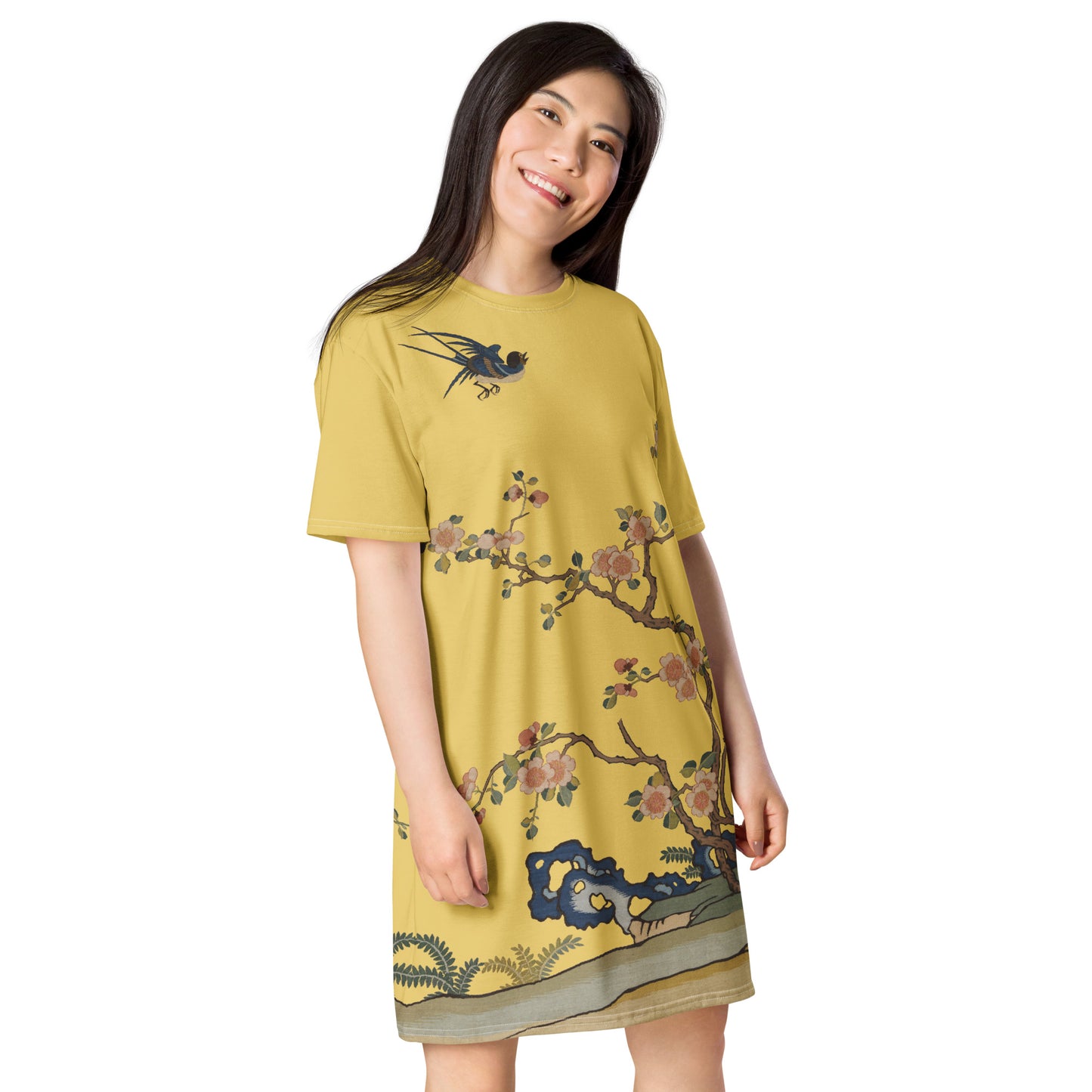 Kesi Flower Album｜Swallow in Flight, Harbinger of Spring｜T-shirt dress｜Gold