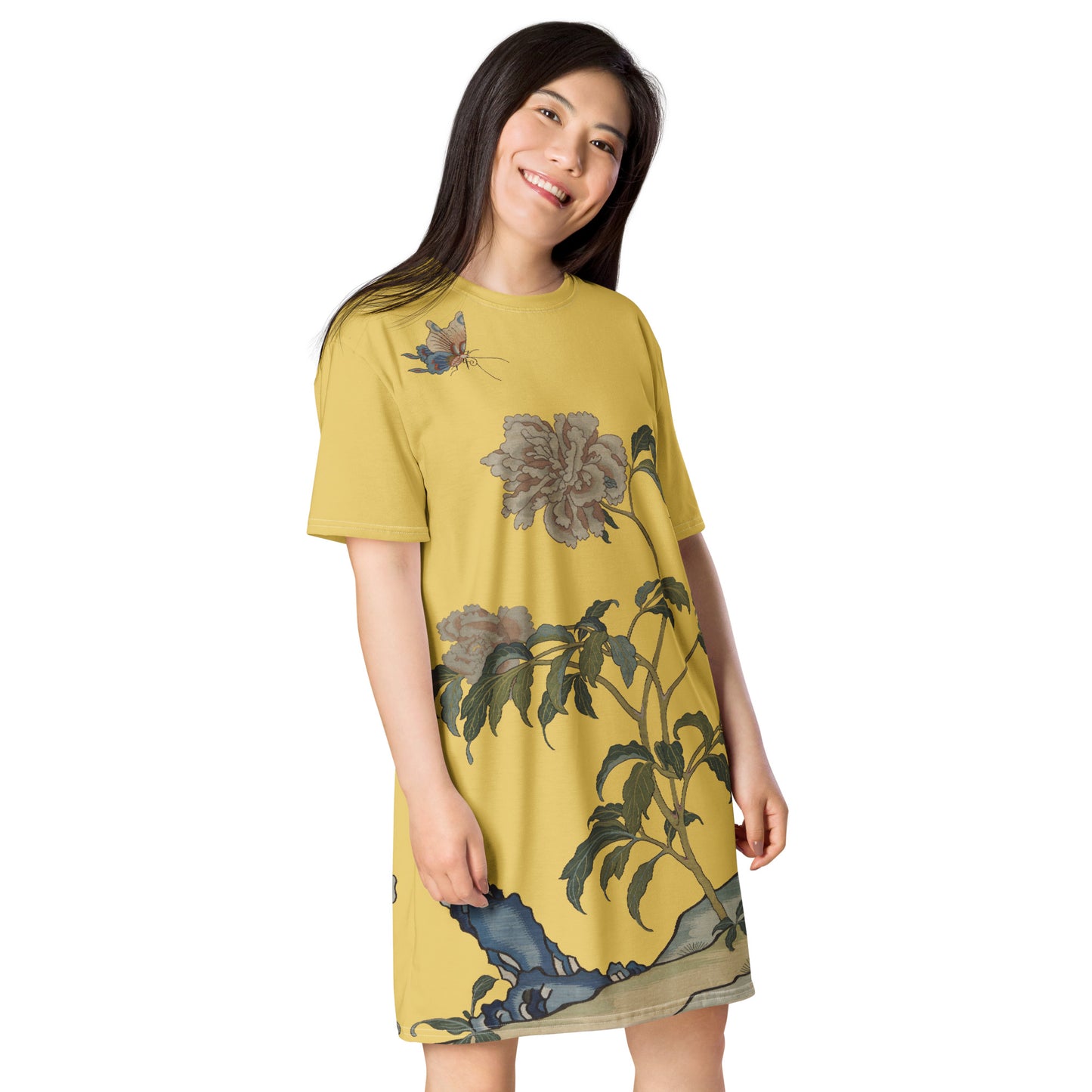 Kesi Flower Album｜Peonies and Butterfly｜T-shirt dress｜Gold