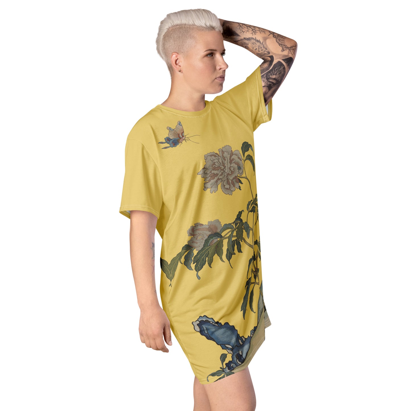 Kesi Flower Album｜Peonies and Butterfly｜T-shirt dress｜Gold