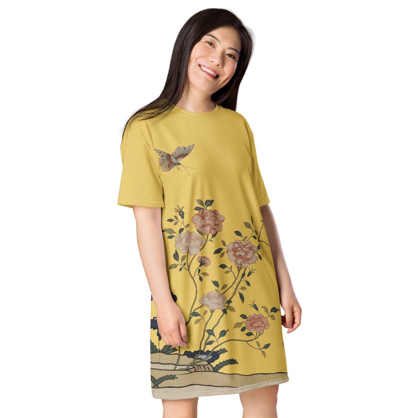 Kesi Flower Album｜Red Roses｜T-shirt dress｜Gold