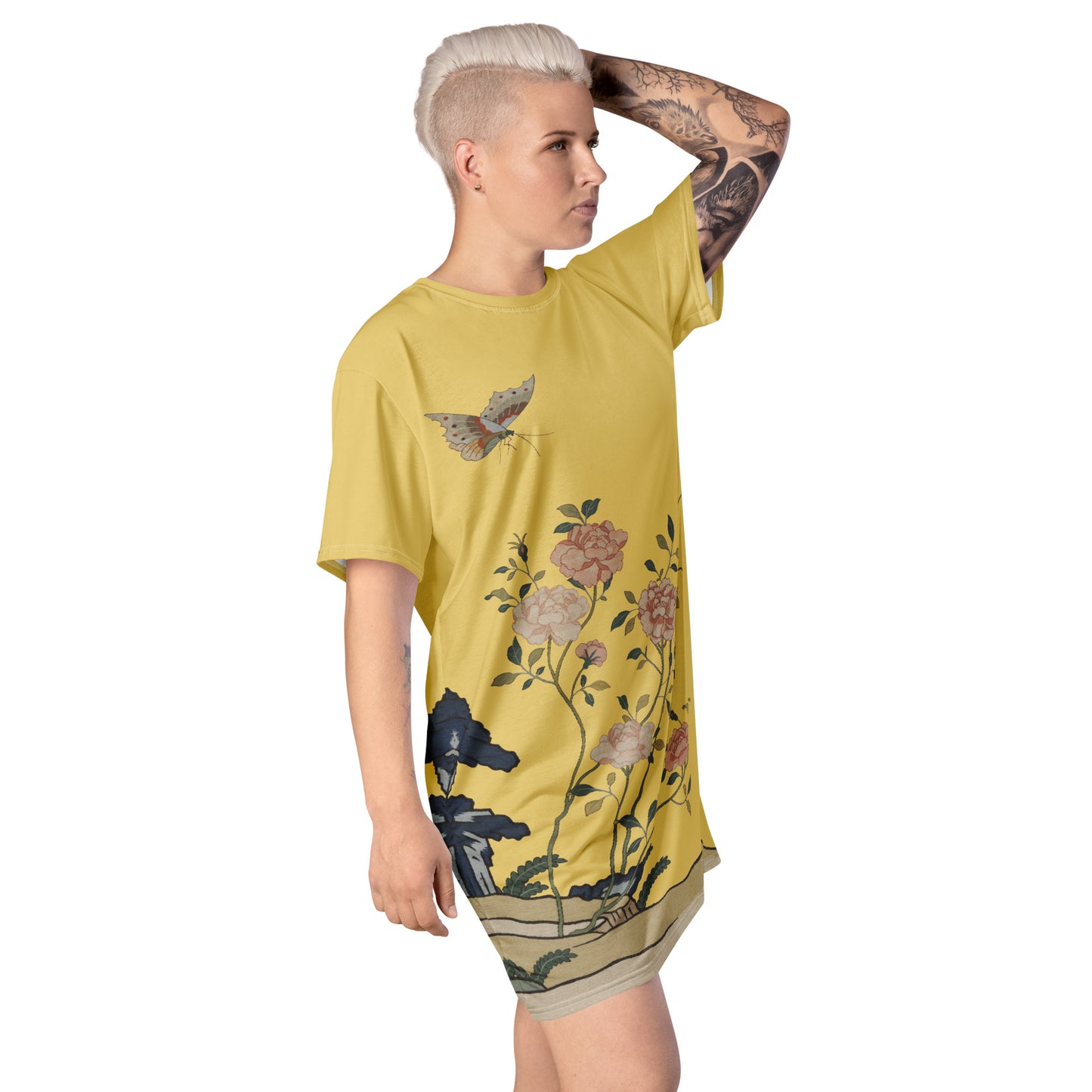 Kesi Flower Album｜Red Roses｜T-shirt dress｜Gold