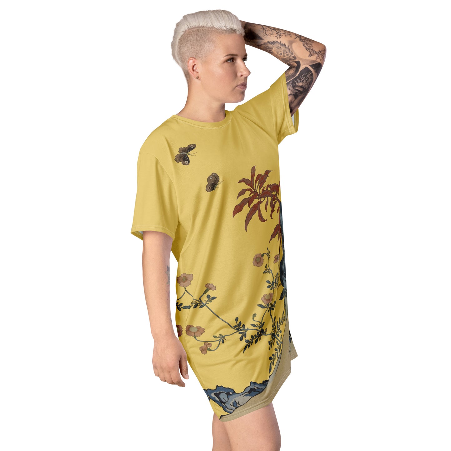 Kesi Flower Album｜Butterflies and Flowers｜T-shirt dress｜Gold