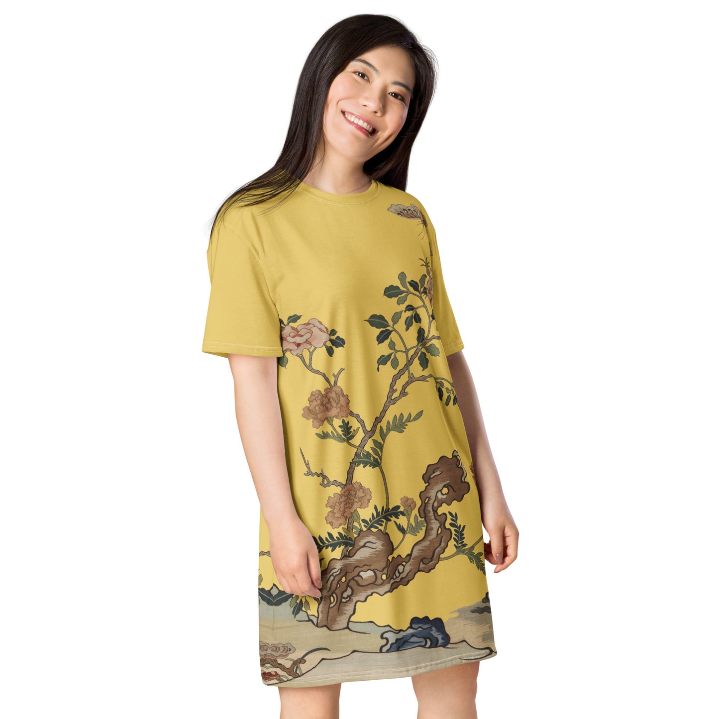 Kesi Flower Album｜Camellia and Butterfly｜T-shirt dress｜Gold