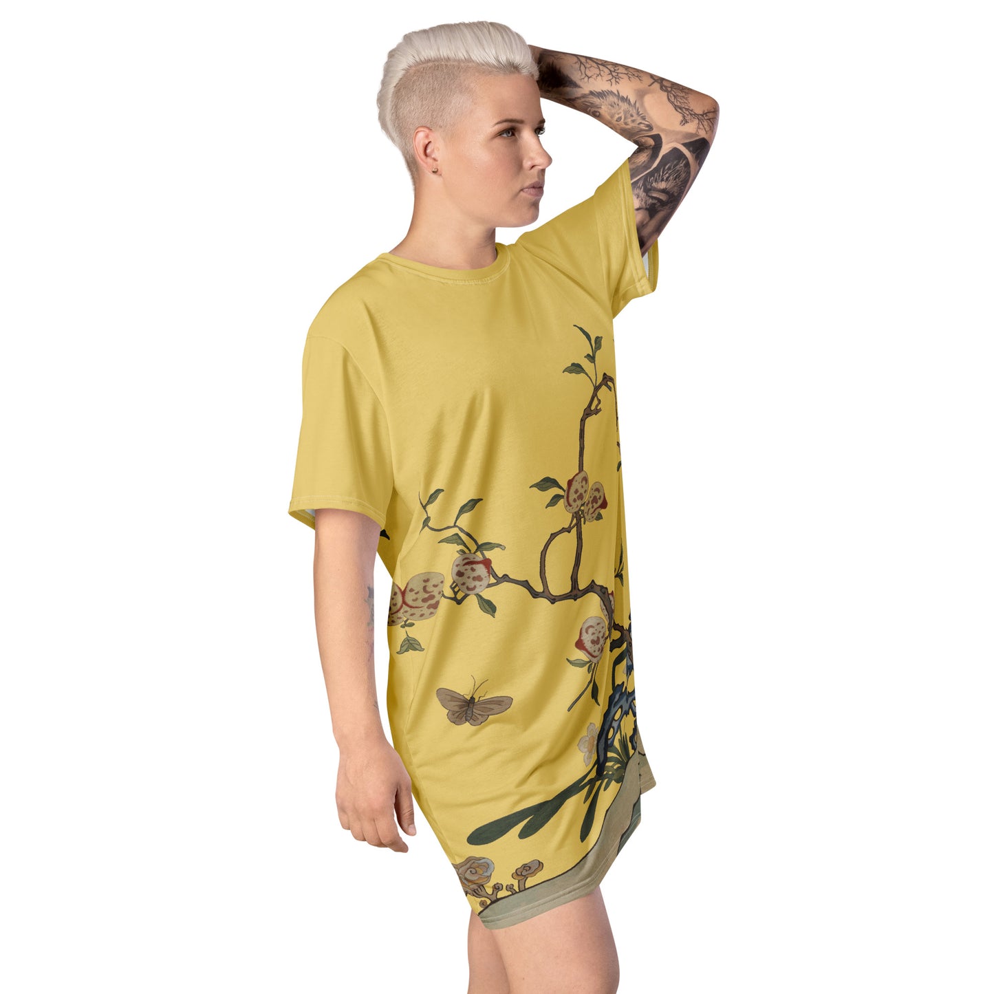 Kesi Flower Album｜Narcissus and Peaches｜T-shirt dress｜Gold