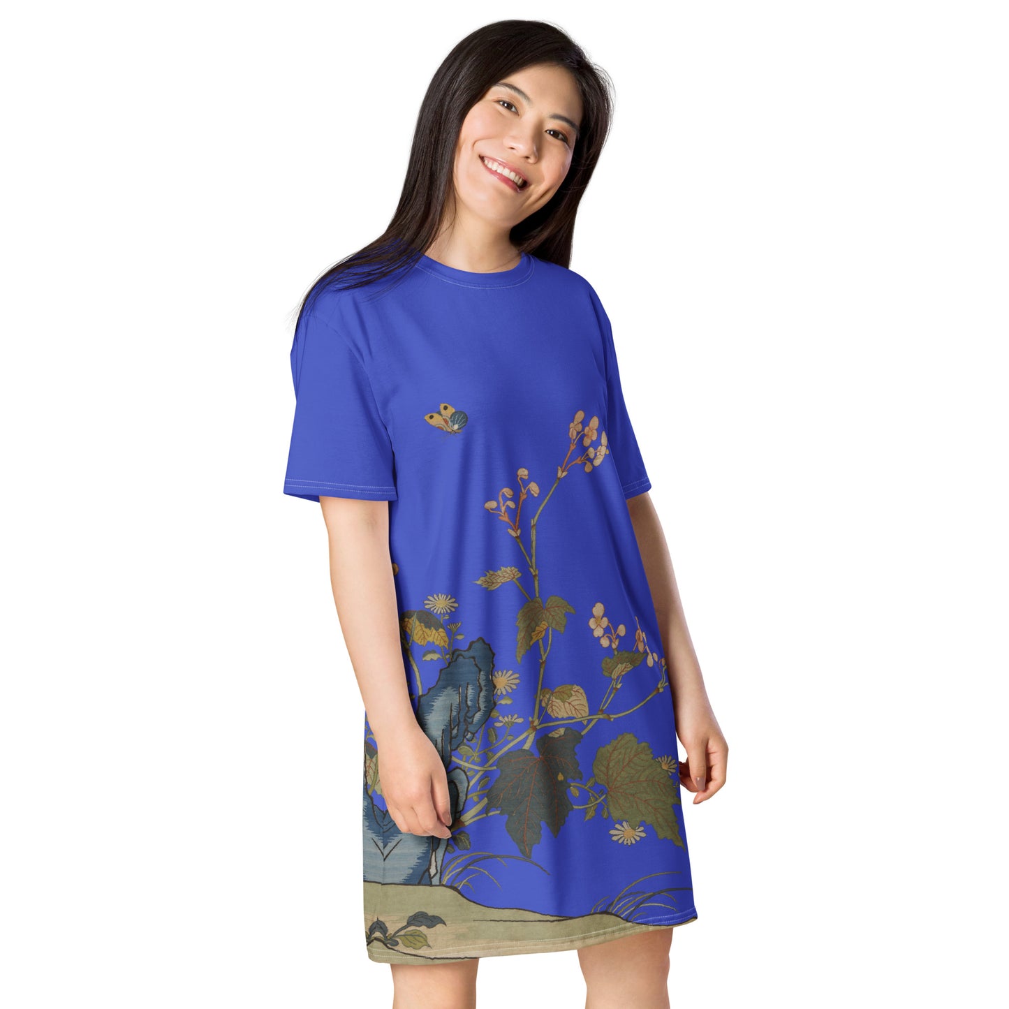 Kesi Flower Album｜Begonia Blossoms｜T-shirt dress｜Royal blue