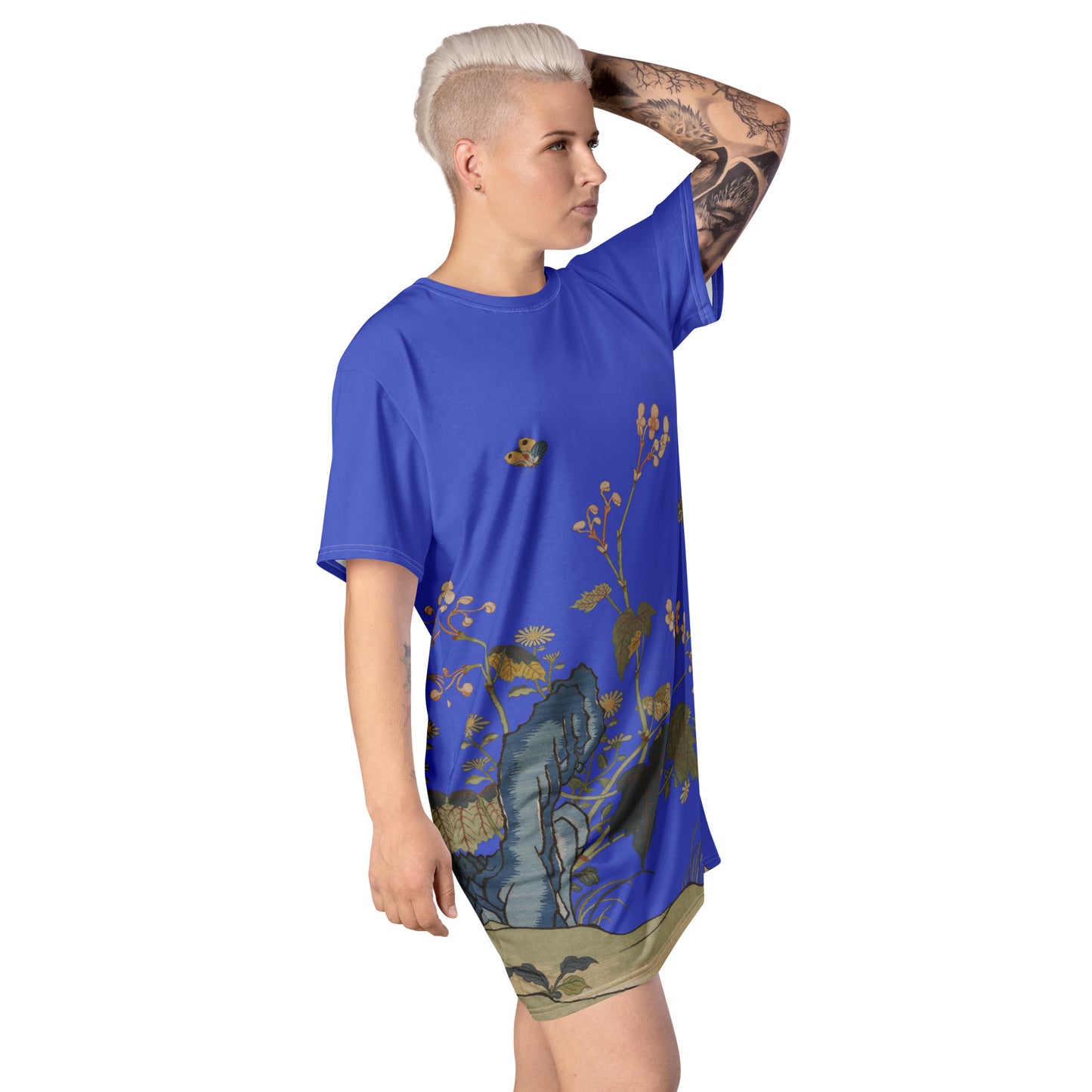 Kesi Flower Album｜Begonia Blossoms｜T-shirt dress｜Royal blue