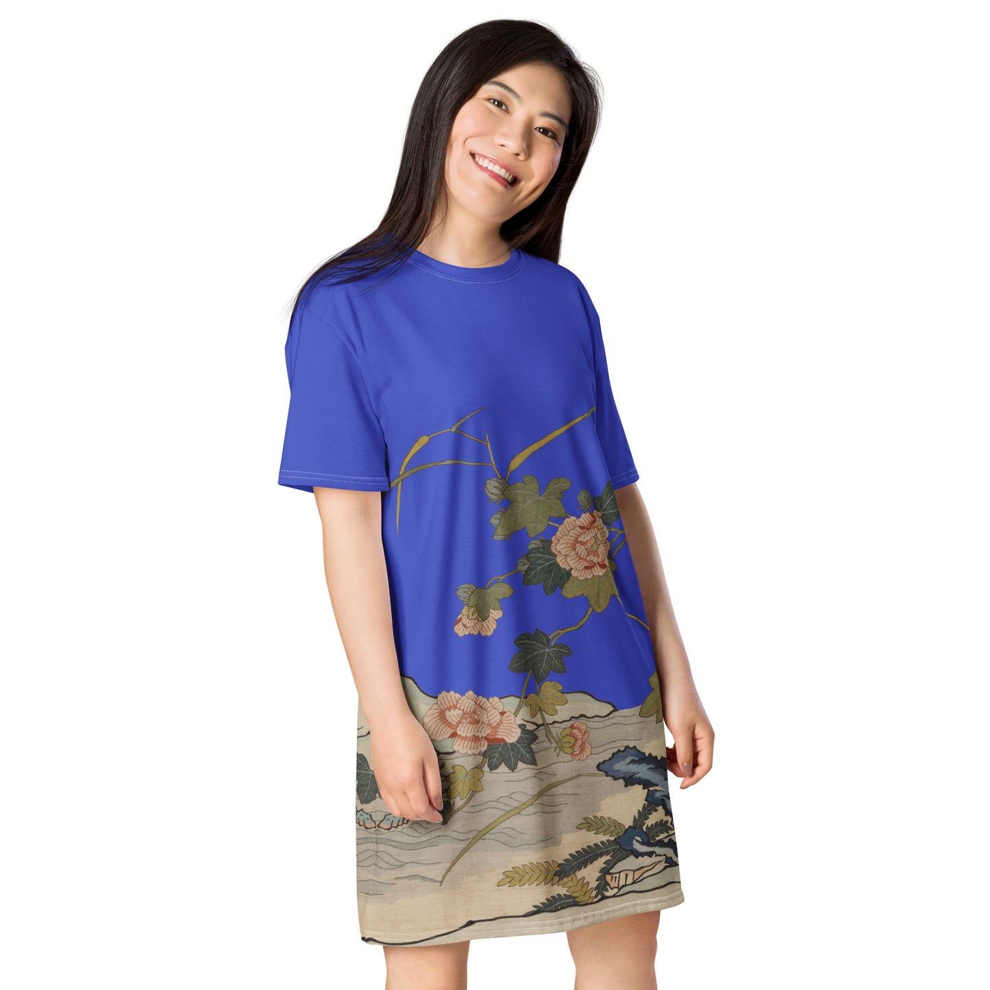 Kesi Flower Album｜Hibiscus by the Water｜T-shirt dress｜Royal blue