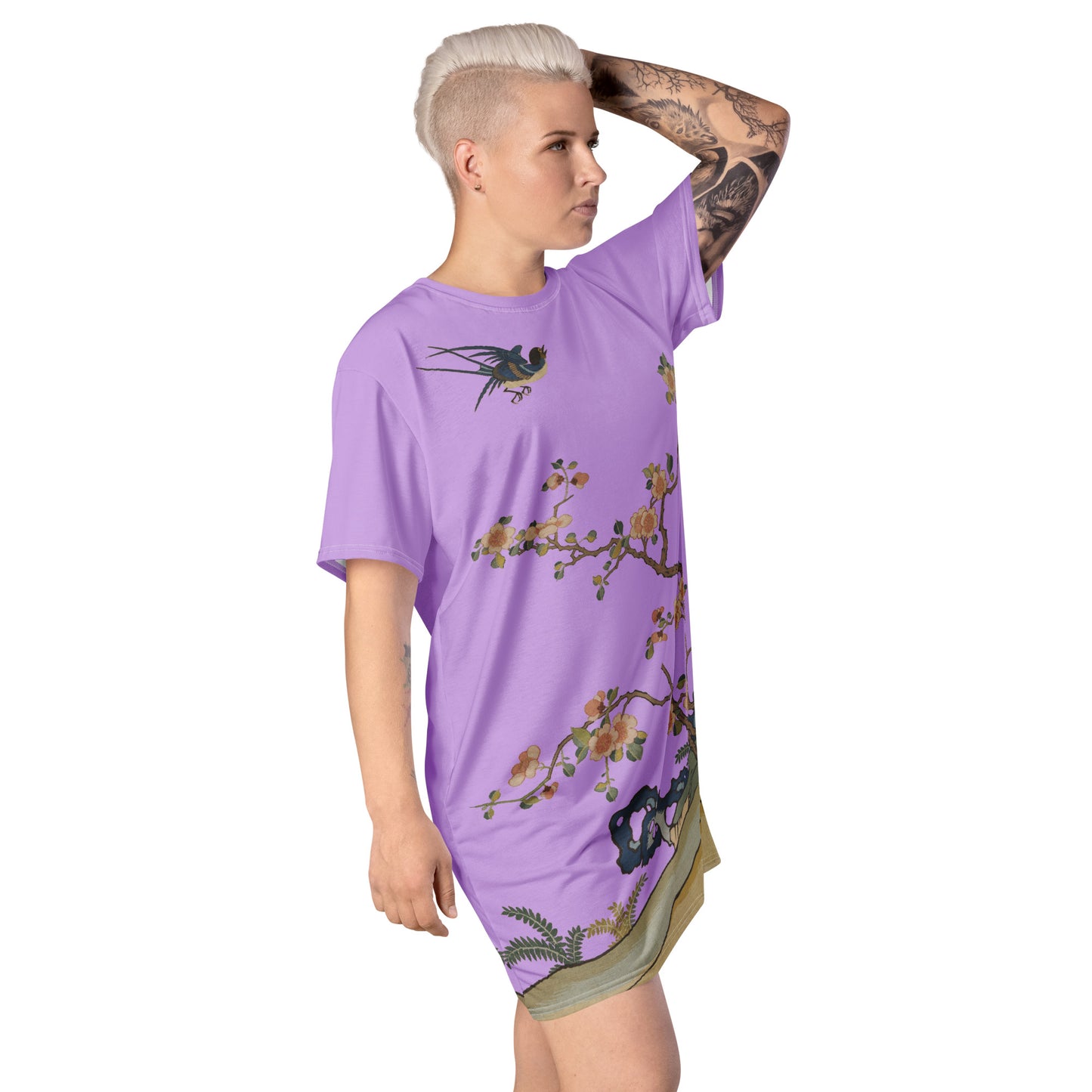 Kesi Flower Album｜Swallow in Flight, Harbinger of Spring｜T-shirt dress｜Lilac