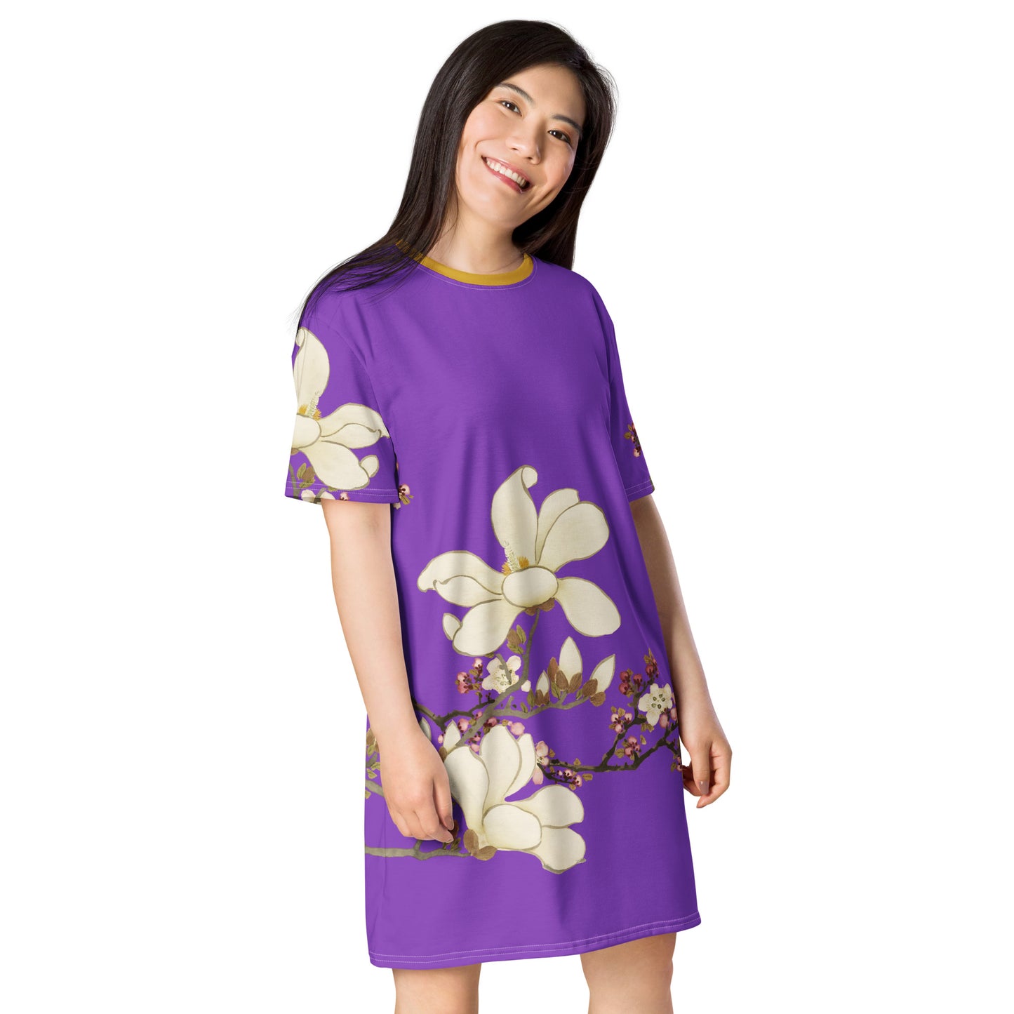 The Spirit of Flowers in Twelve Months｜Apricot and Lily Magnolia in Blossom｜T-shirt dress｜Purple