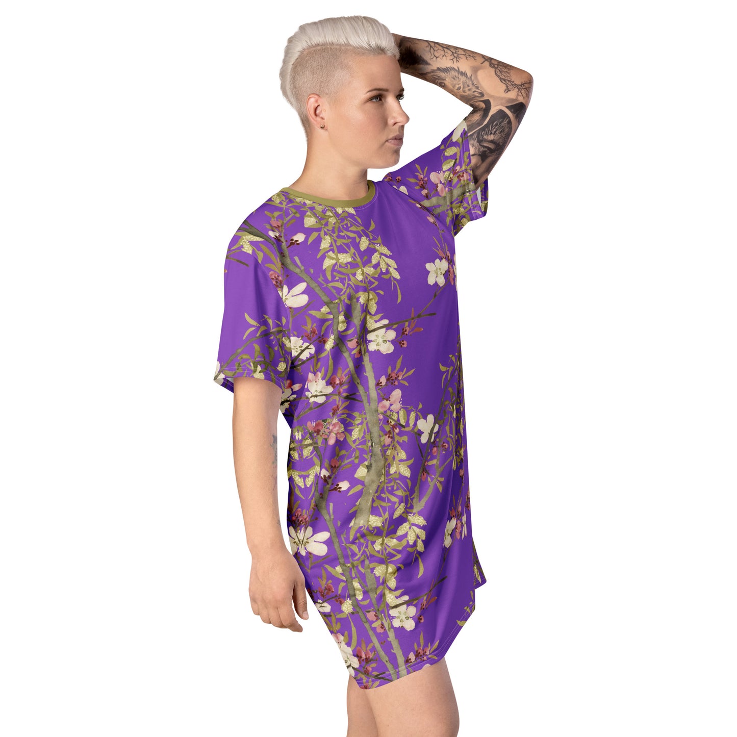 The Spirit of Flowers in Twelve Months｜Willow and Peach Blossom｜T-shirt dress｜Purple