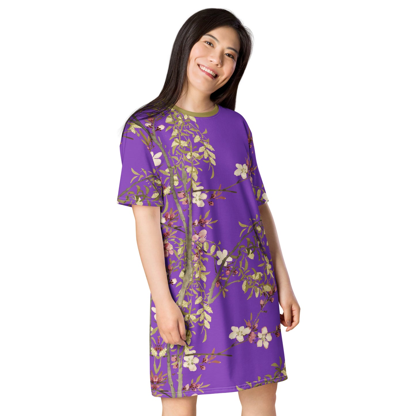 The Spirit of Flowers in Twelve Months｜Willow and Peach Blossom｜T-shirt dress｜Purple