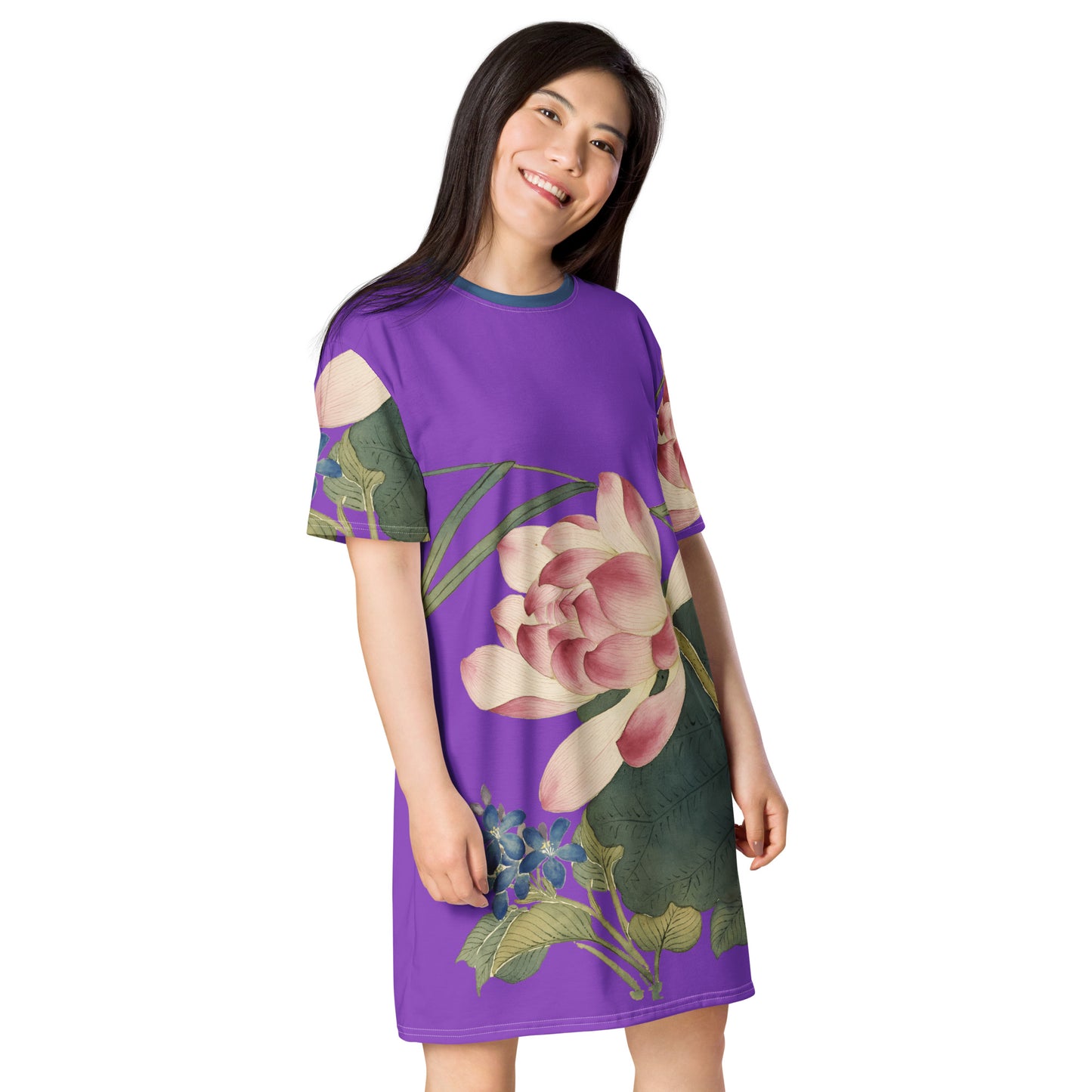 The Spirit of Flowers in Twelve Months｜Lotus in Bloom｜T-shirt dress｜Purple