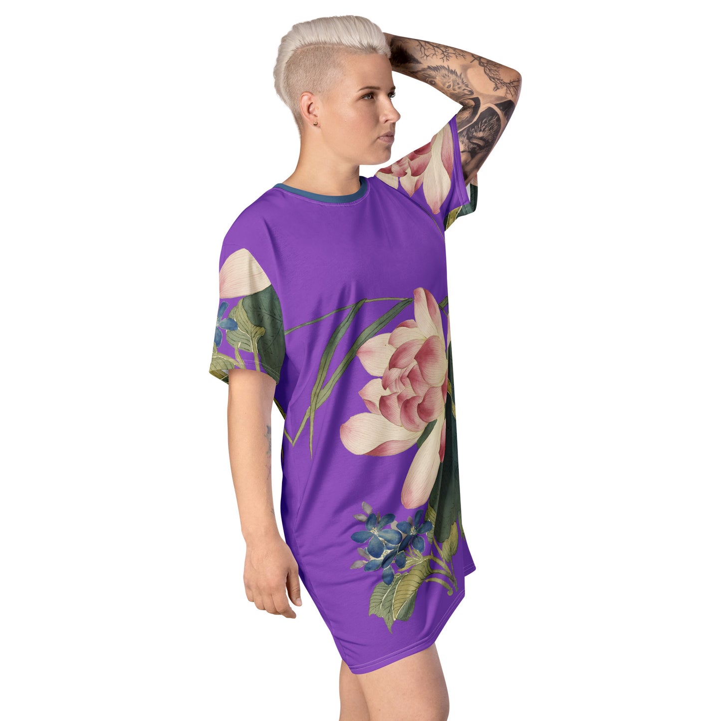 The Spirit of Flowers in Twelve Months｜Lotus in Bloom｜T-shirt dress｜Purple