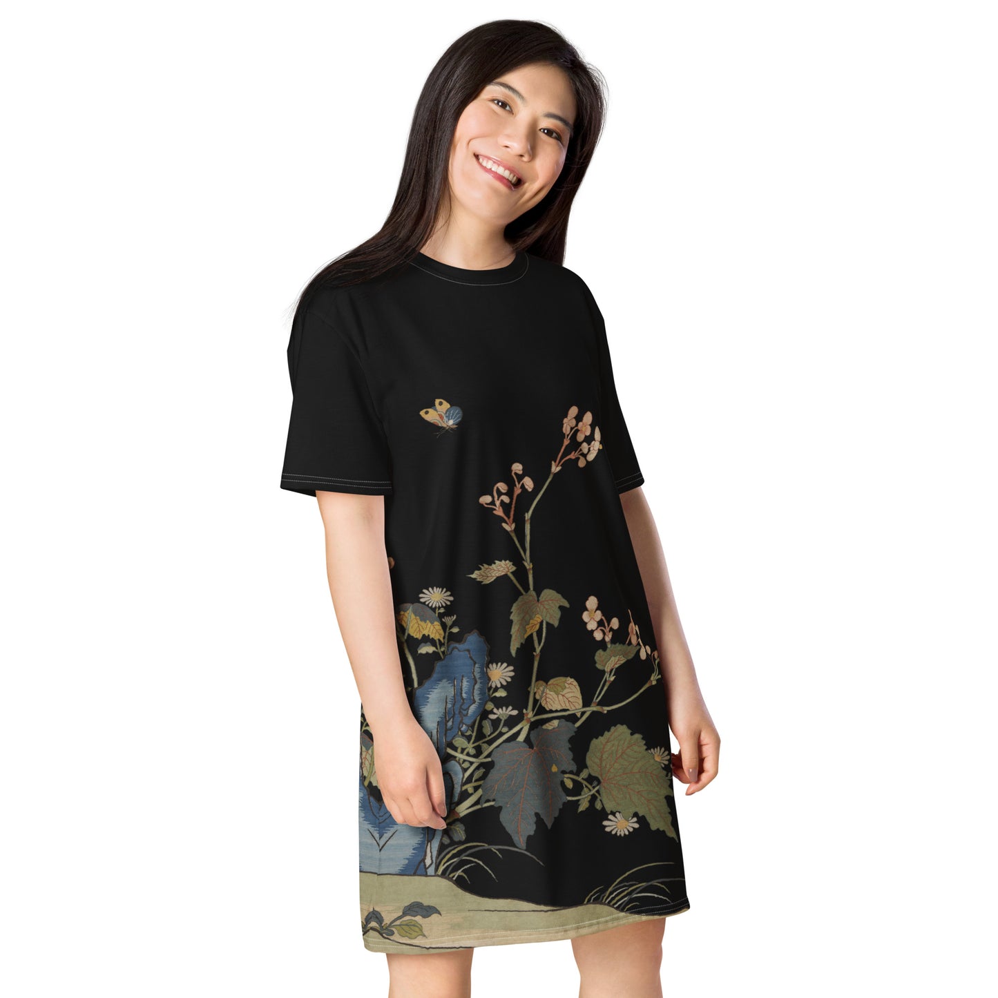 Kesi Flower Album｜Begonia Blossoms｜T-shirt dress｜Black